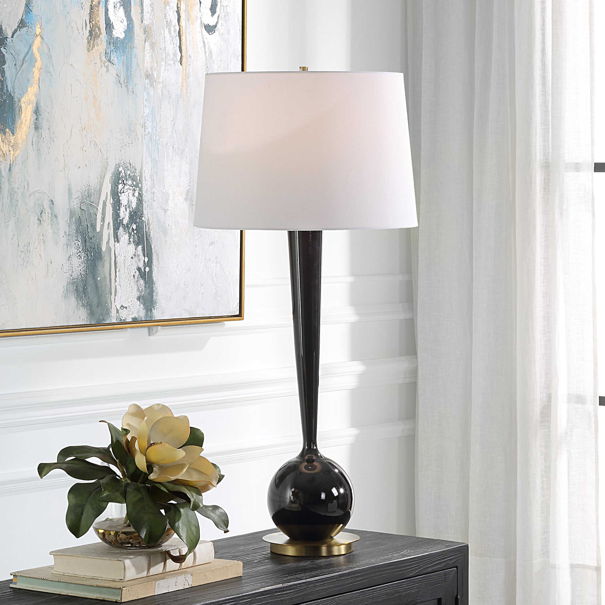 Uttermost Lighting Uttermost Brielle Polished Black Table Lamp