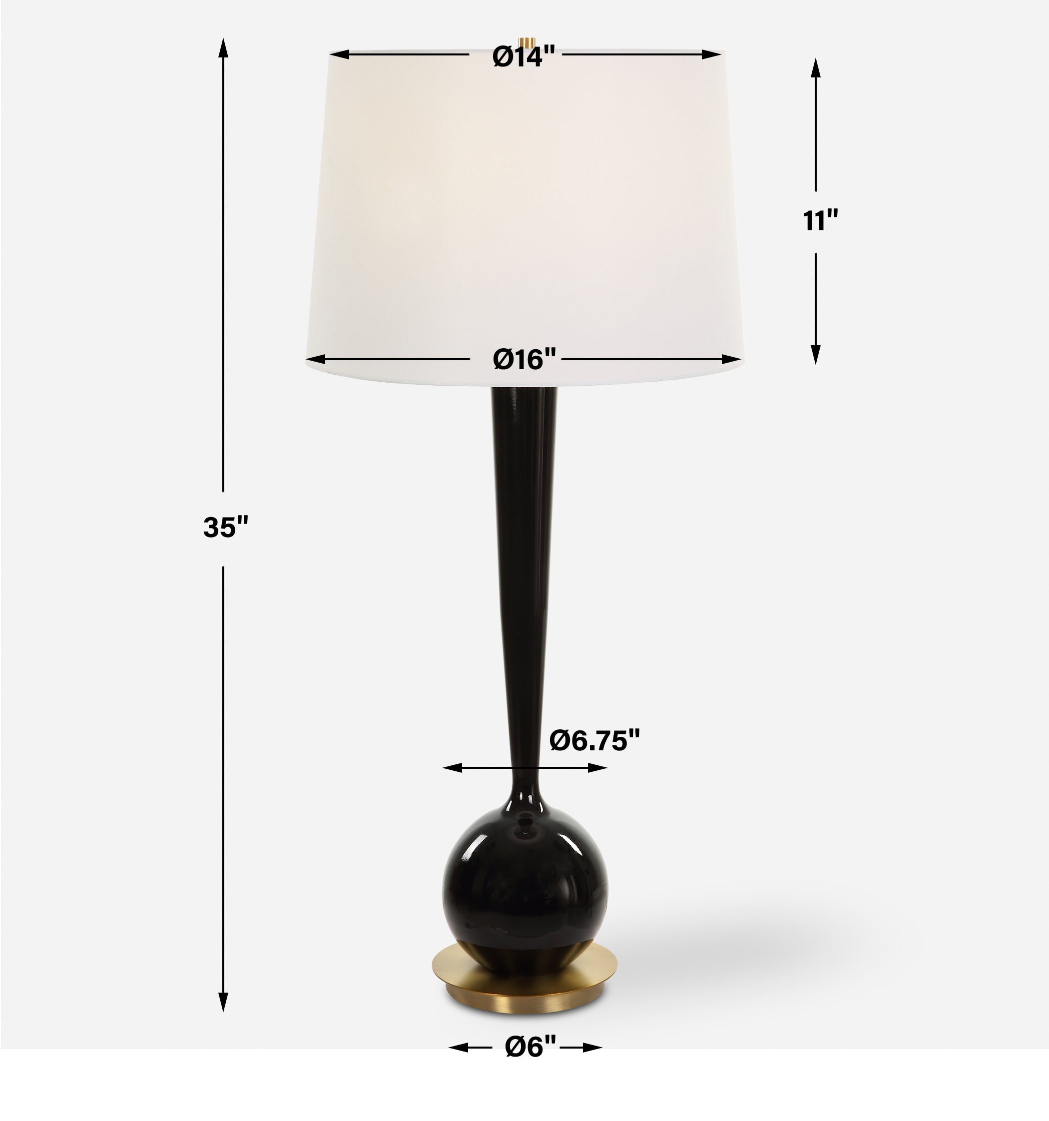 Uttermost Lighting Uttermost Brielle Polished Black Table Lamp