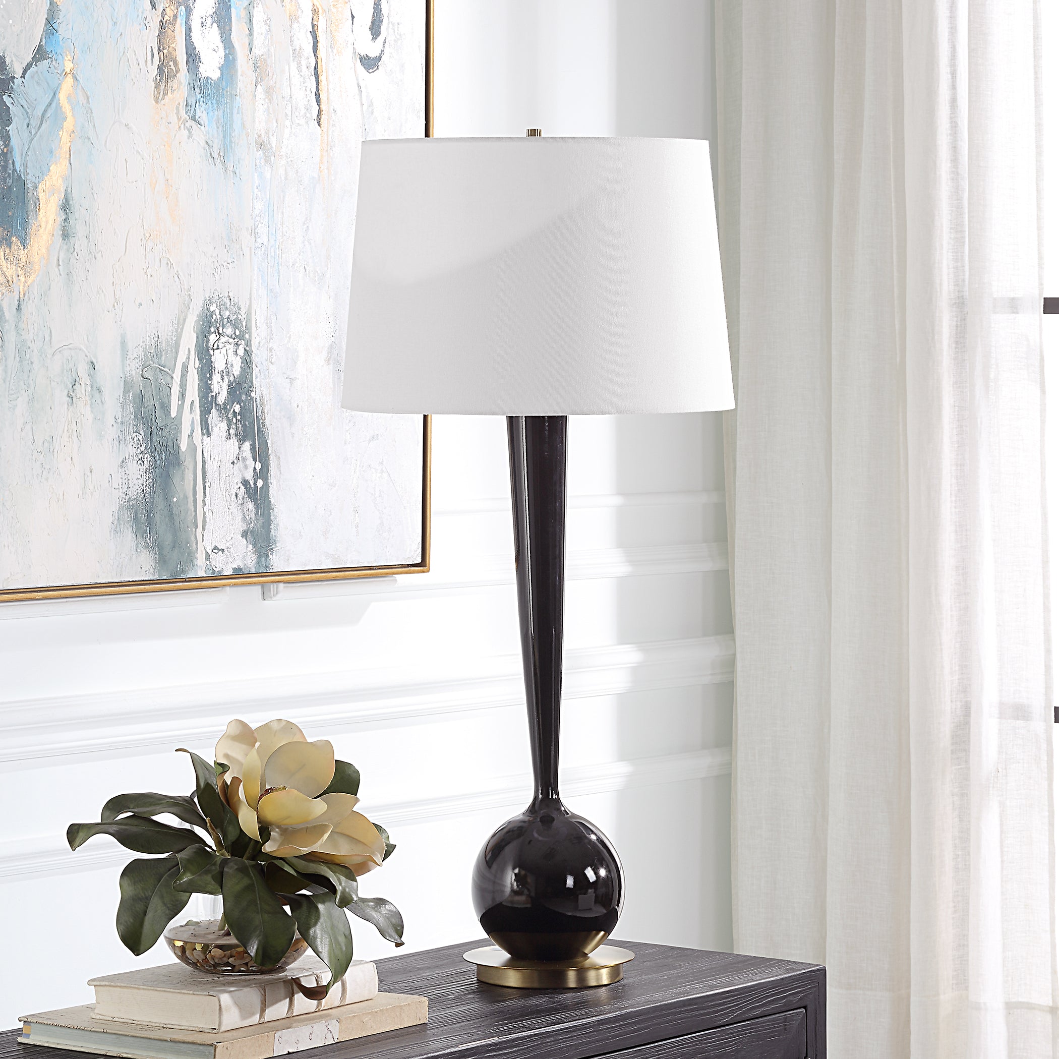 Uttermost Lighting Uttermost Brielle Polished Black Table Lamp