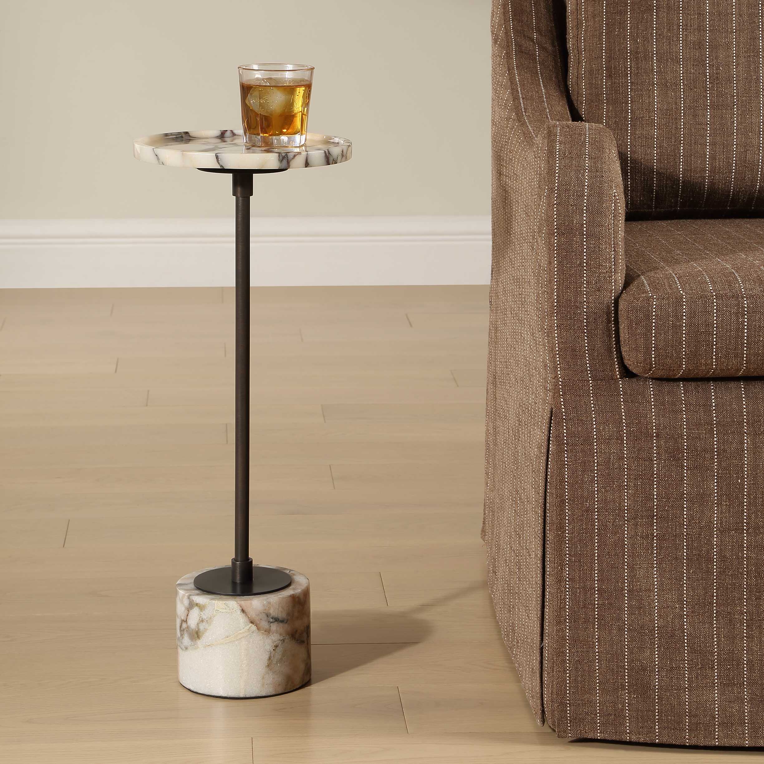 Uttermost Uttermost Brunson White Marble Drink Table