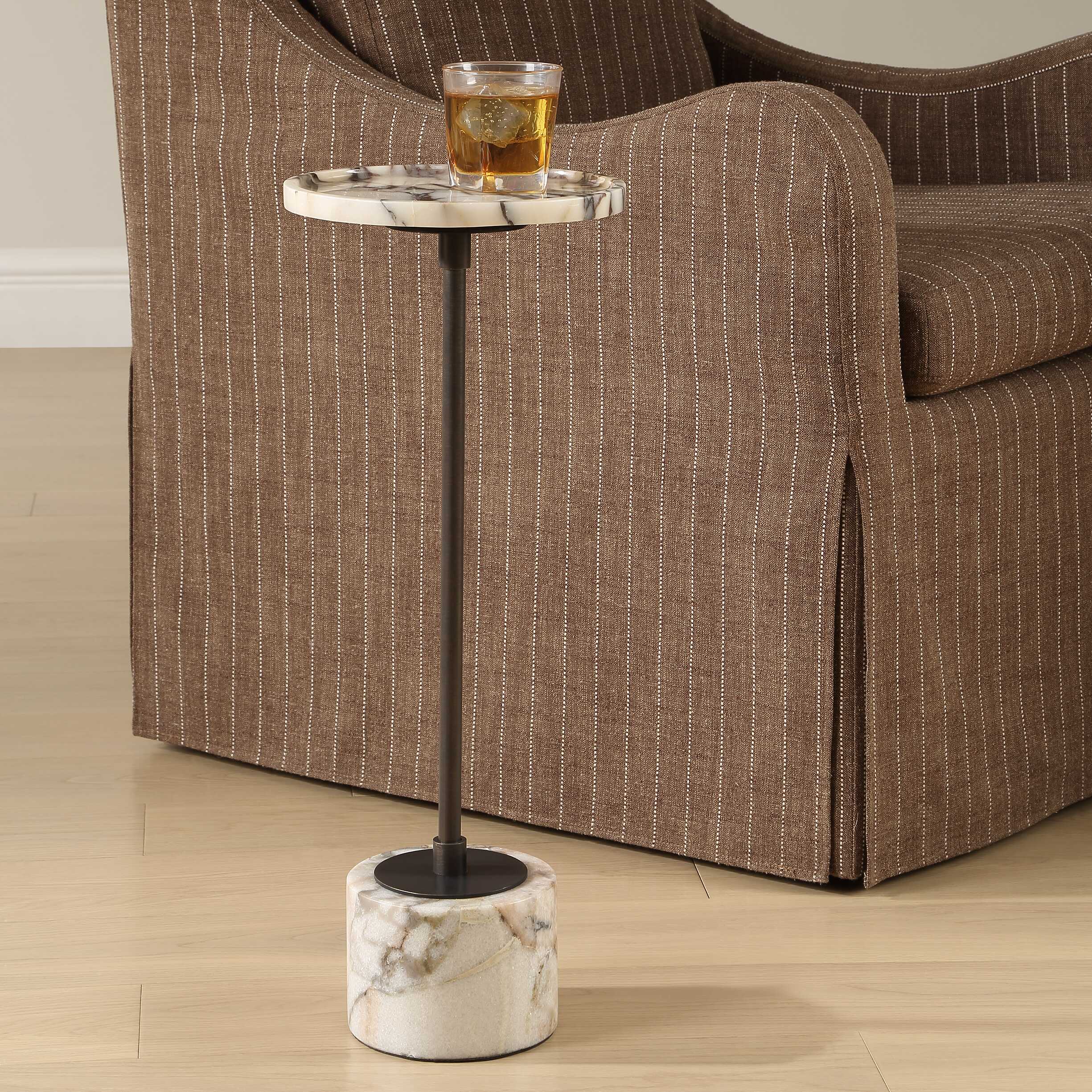 Uttermost Uttermost Brunson White Marble Drink Table