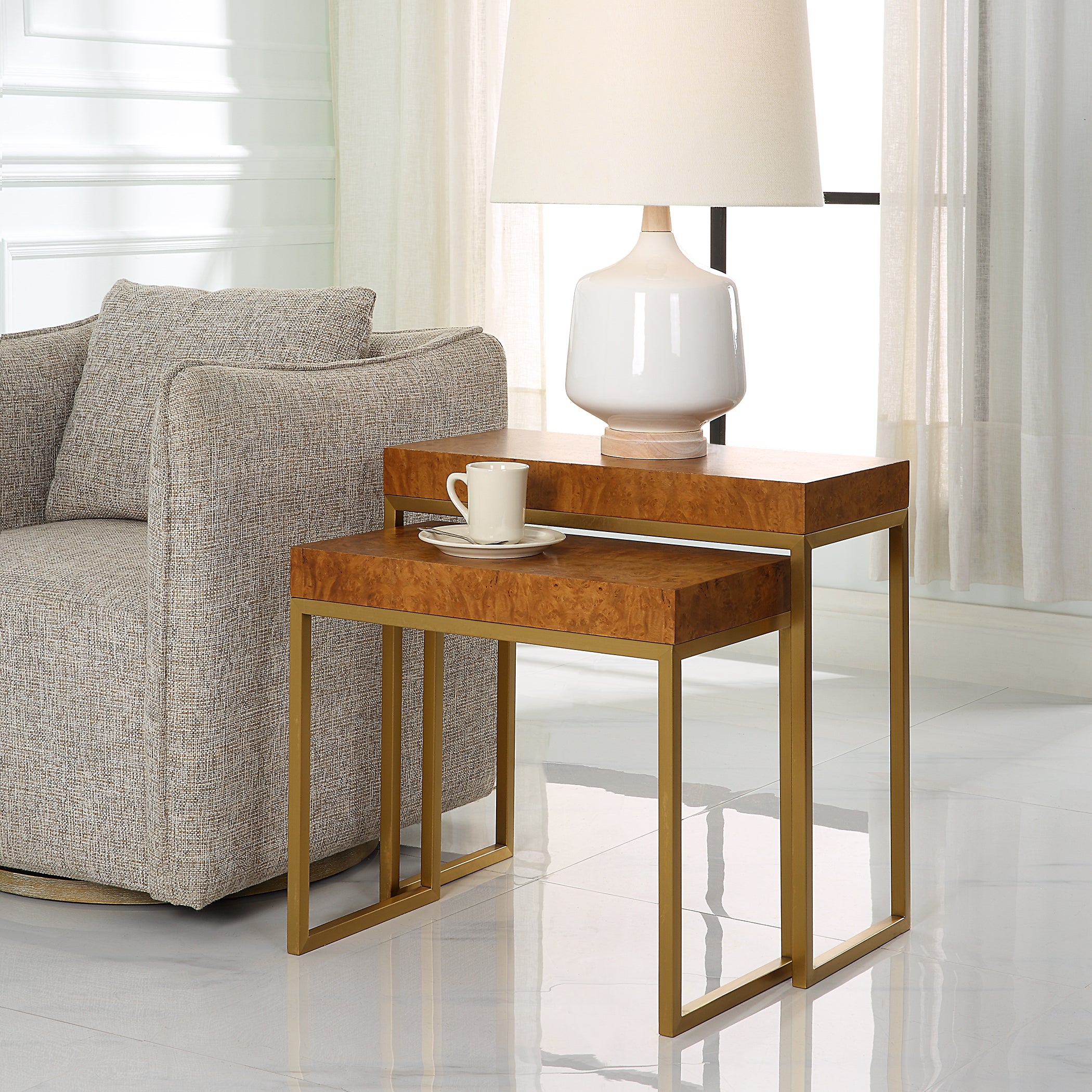 Uttermost Furniture Uttermost Burl-esque Wooden Nesting Tables, S/2