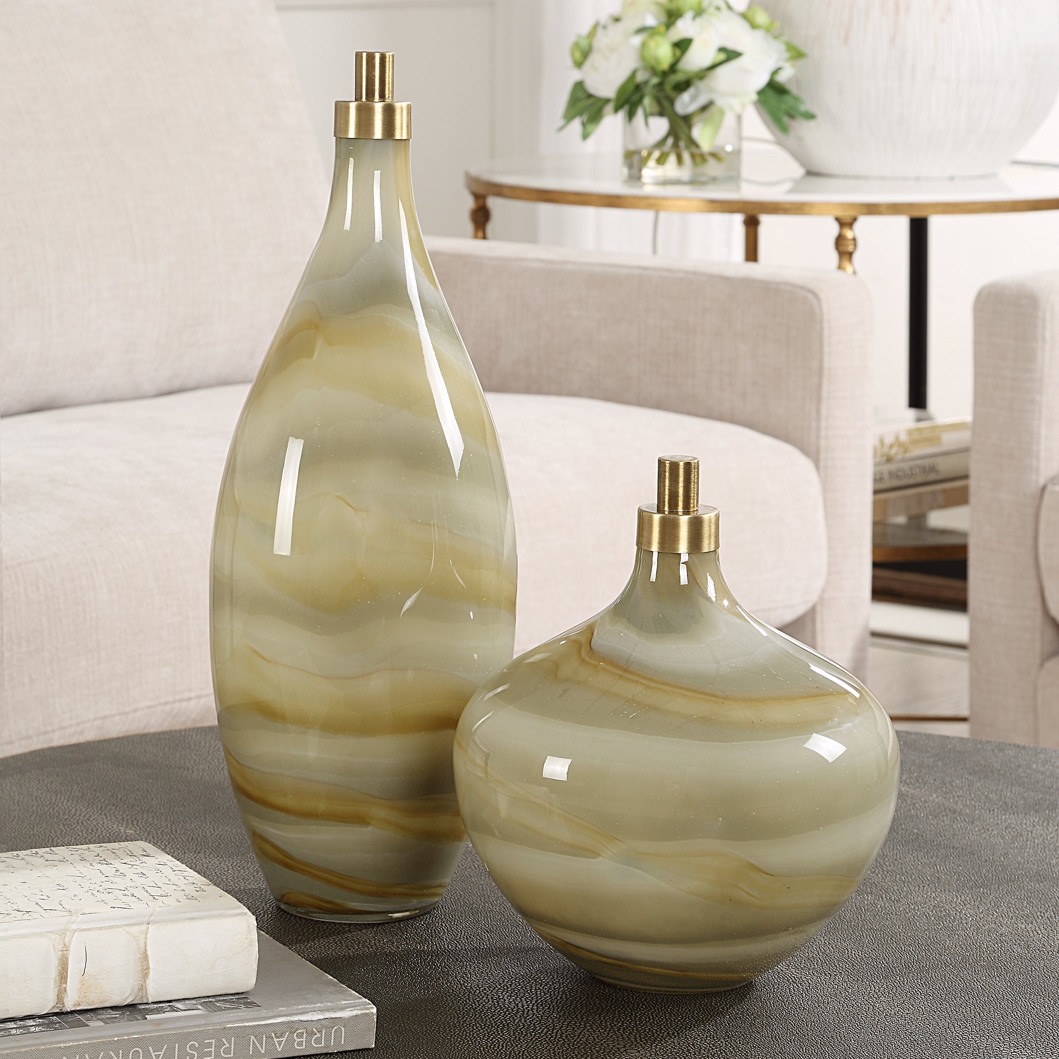 Uttermost Home Decor Uttermost Cascade Glass Bottles Set/2