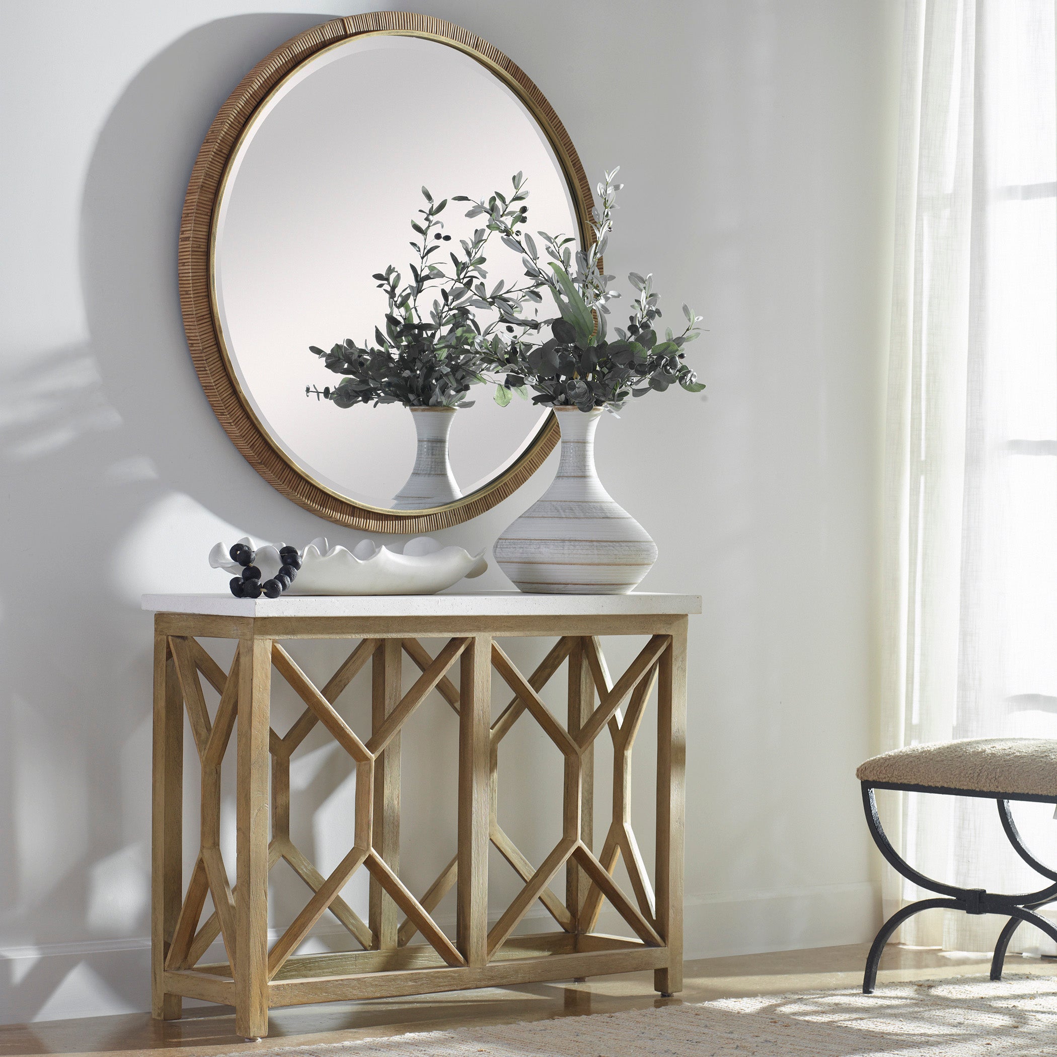 Uttermost Home Motor Freight - To be Quoted Uttermost Catali Ivory Stone Console Table
