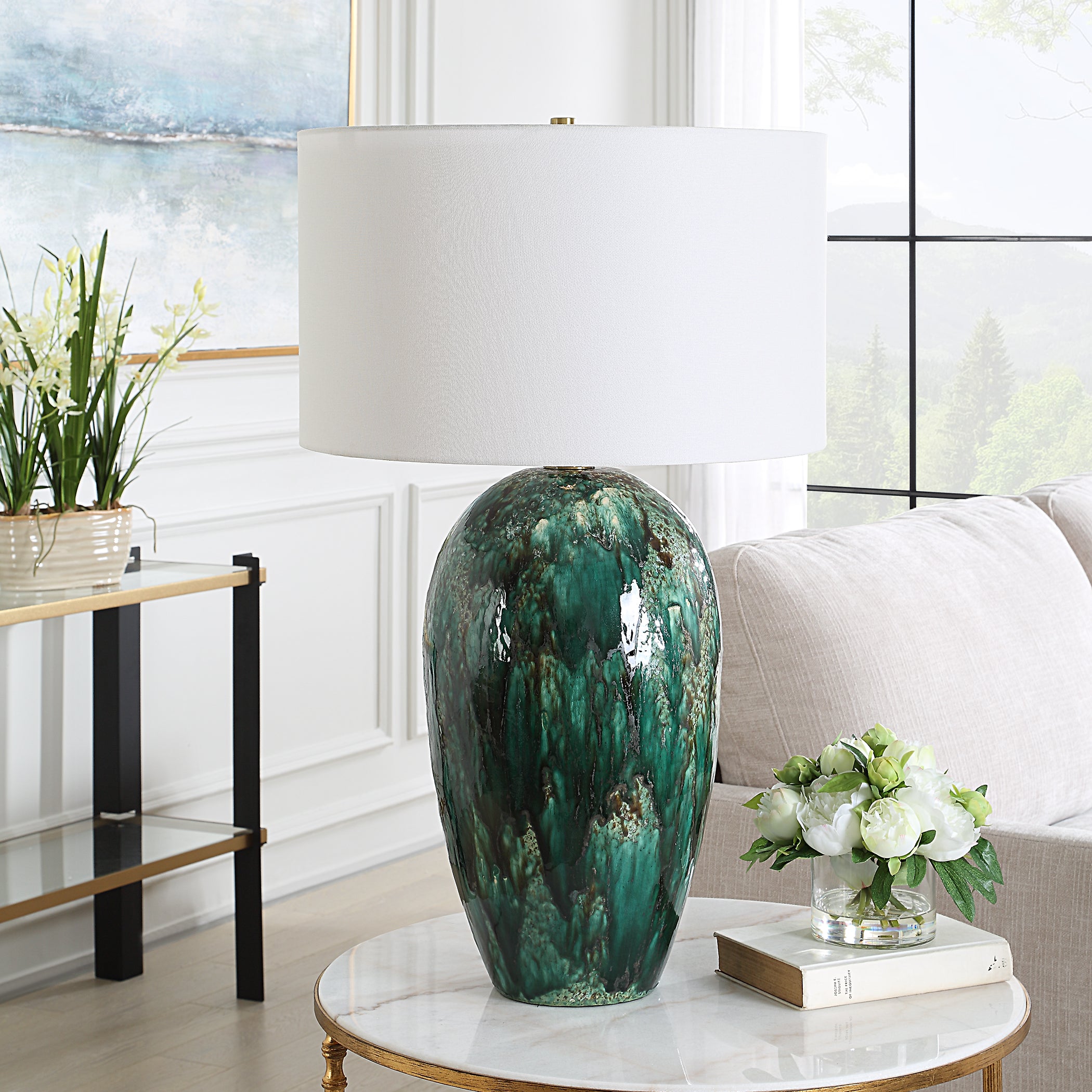 Uttermost Lighting Uttermost Ceralene Green Table Lamp