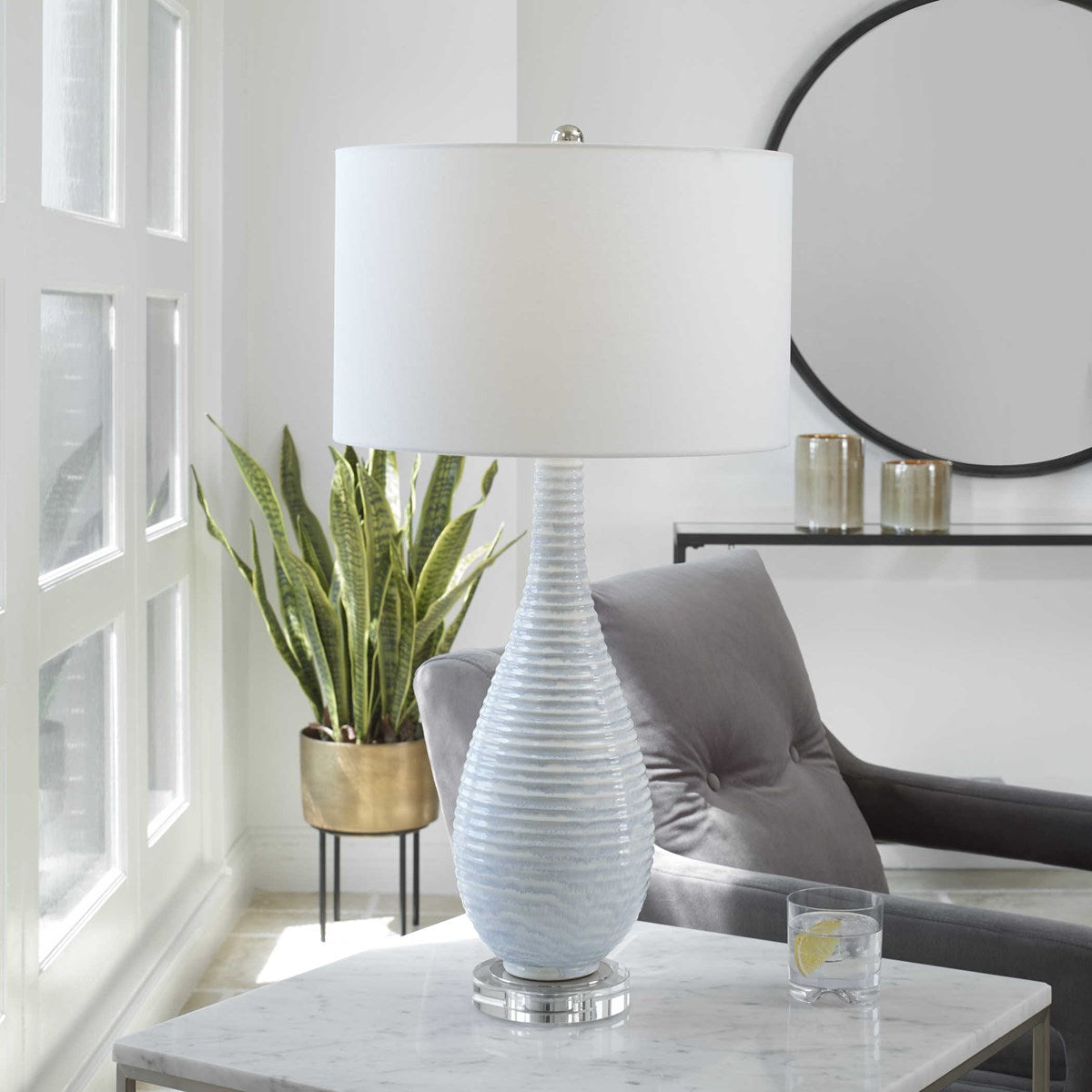 Uttermost Home Uttermost Clariot Ribbed Blue Table Lamp