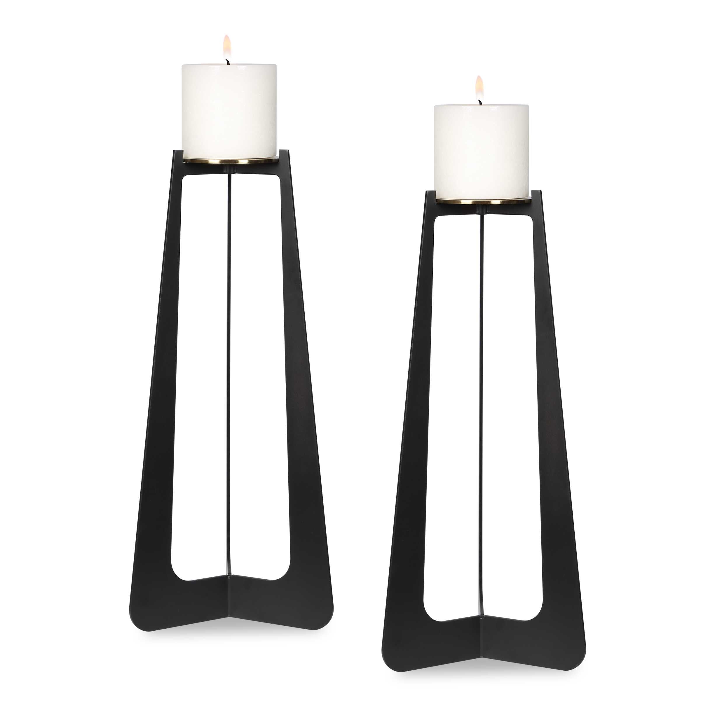 Uttermost Uttermost Columnar Black Candleholders Set/2