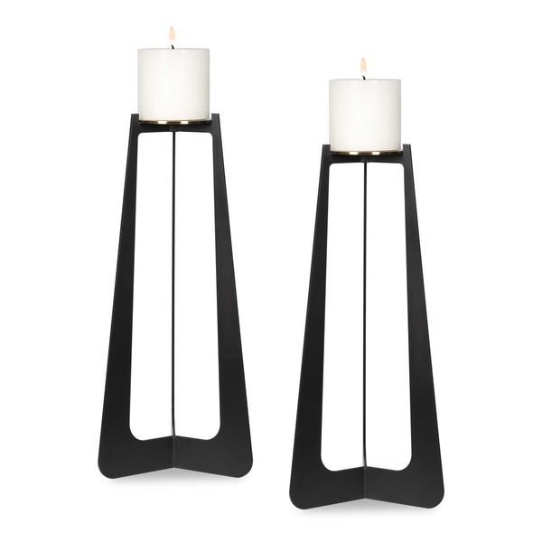 Uttermost Uttermost Columnar Black Candleholders Set/2