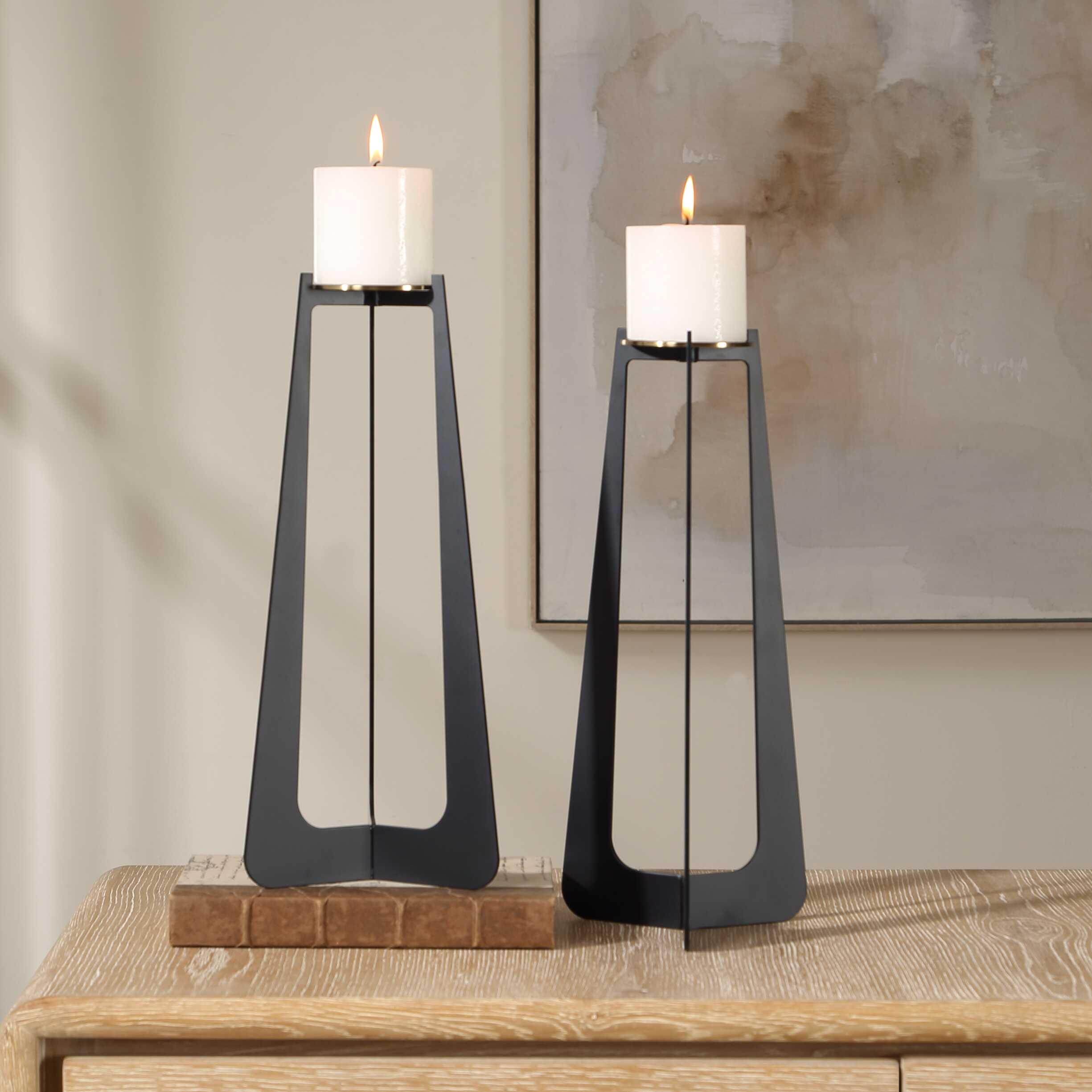 Uttermost Uttermost Columnar Black Candleholders Set/2