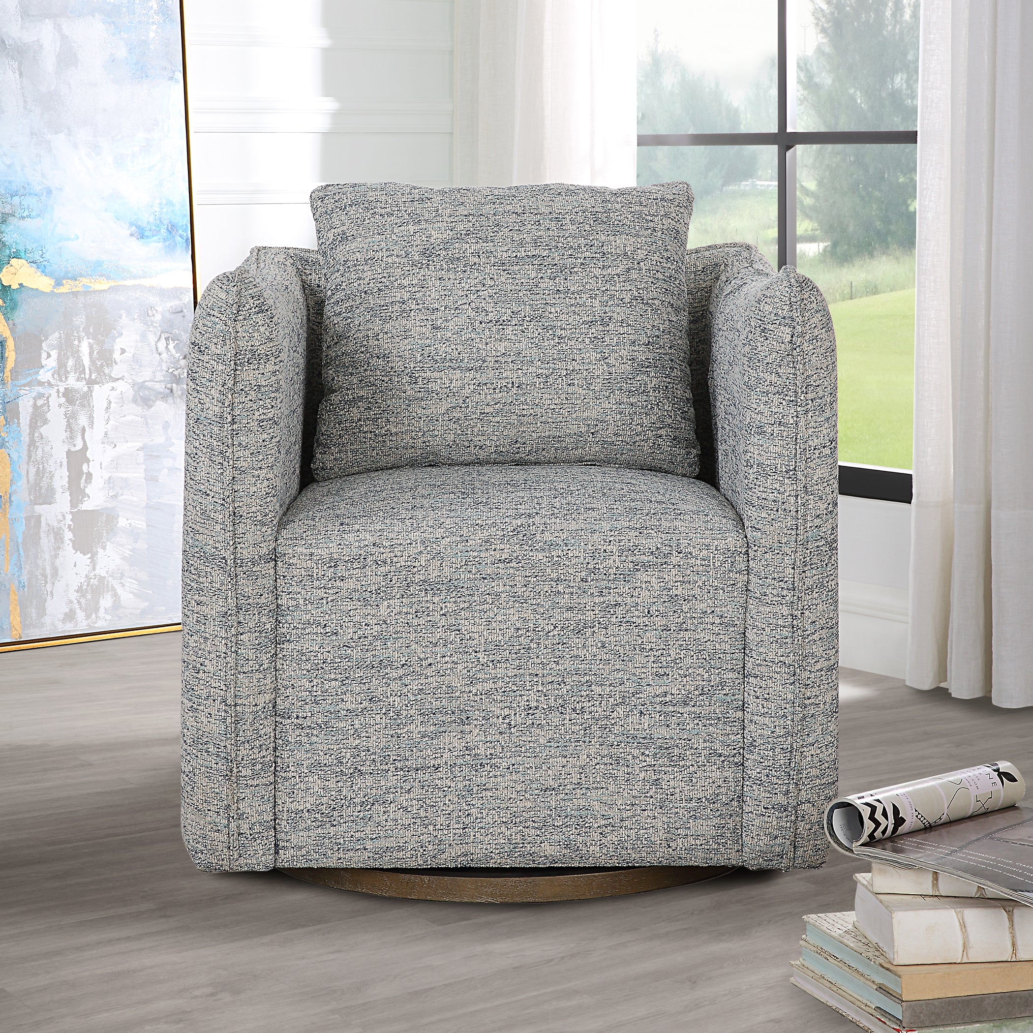 Uttermost Home Decor Motor Freight - Est Rate Quoted Uttermost Corben Blue Swivel Chair
