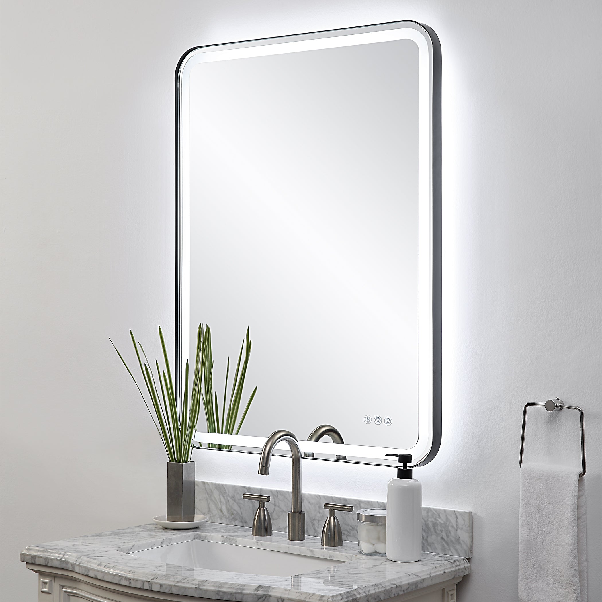 Uttermost Home Oversized - Rate to be Quoted Uttermost Crofton Lighted Black Large Mirror