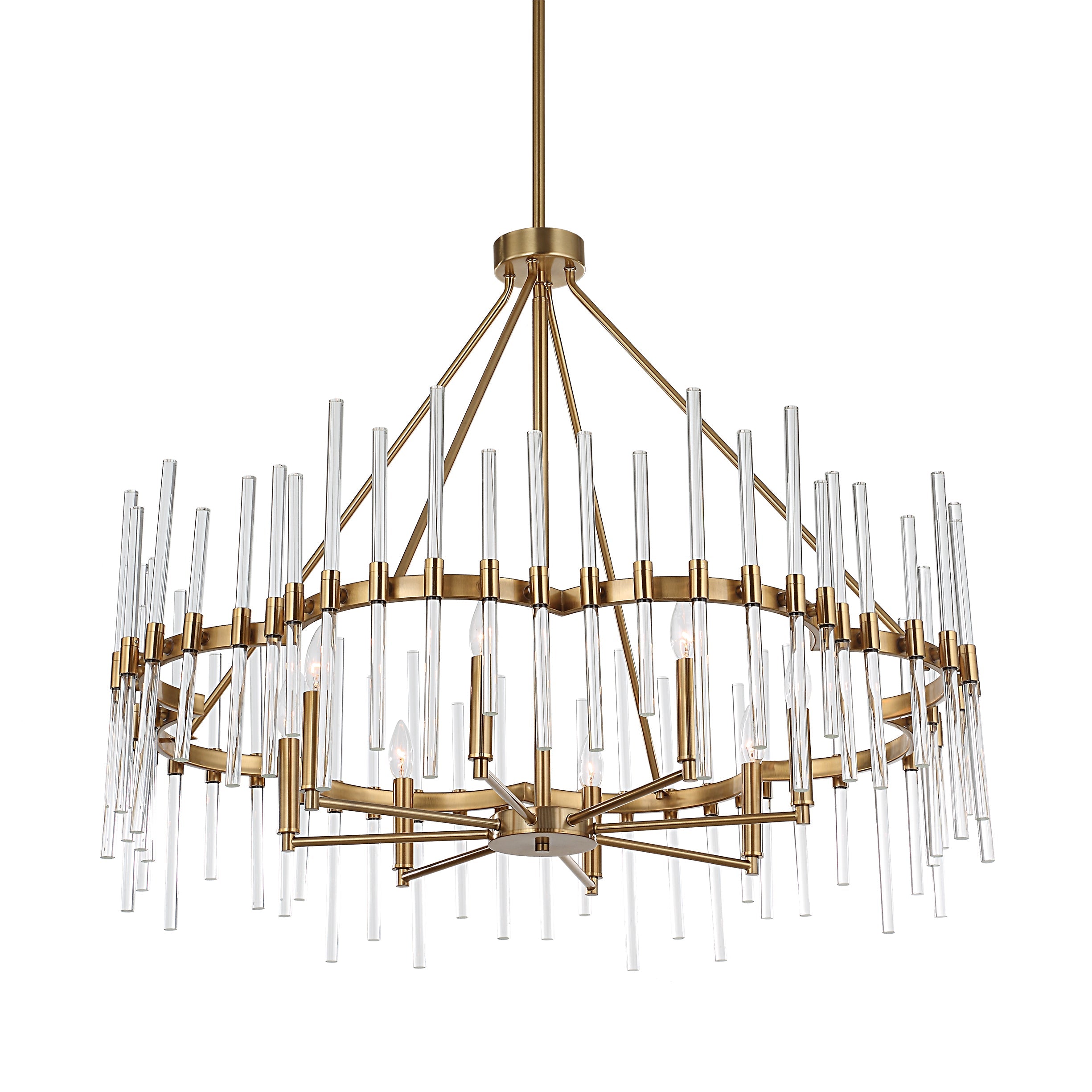 Uttermost Lighting Oversize - Rate to be Quoted Uttermost Crystal Stick 8 Light Brass Chandelier
