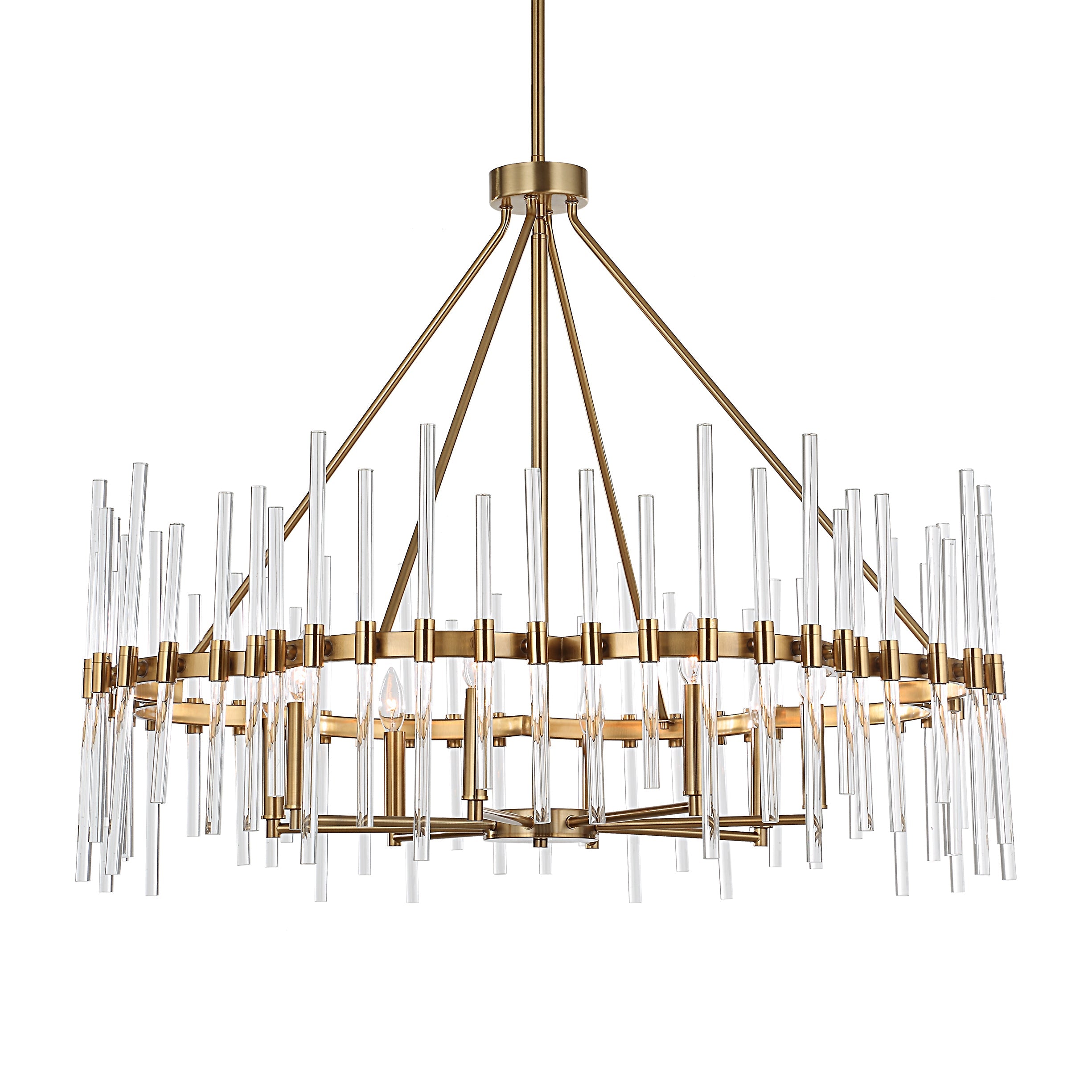 Uttermost Lighting Oversize - Rate to be Quoted Uttermost Crystal Stick 8 Light Brass Chandelier