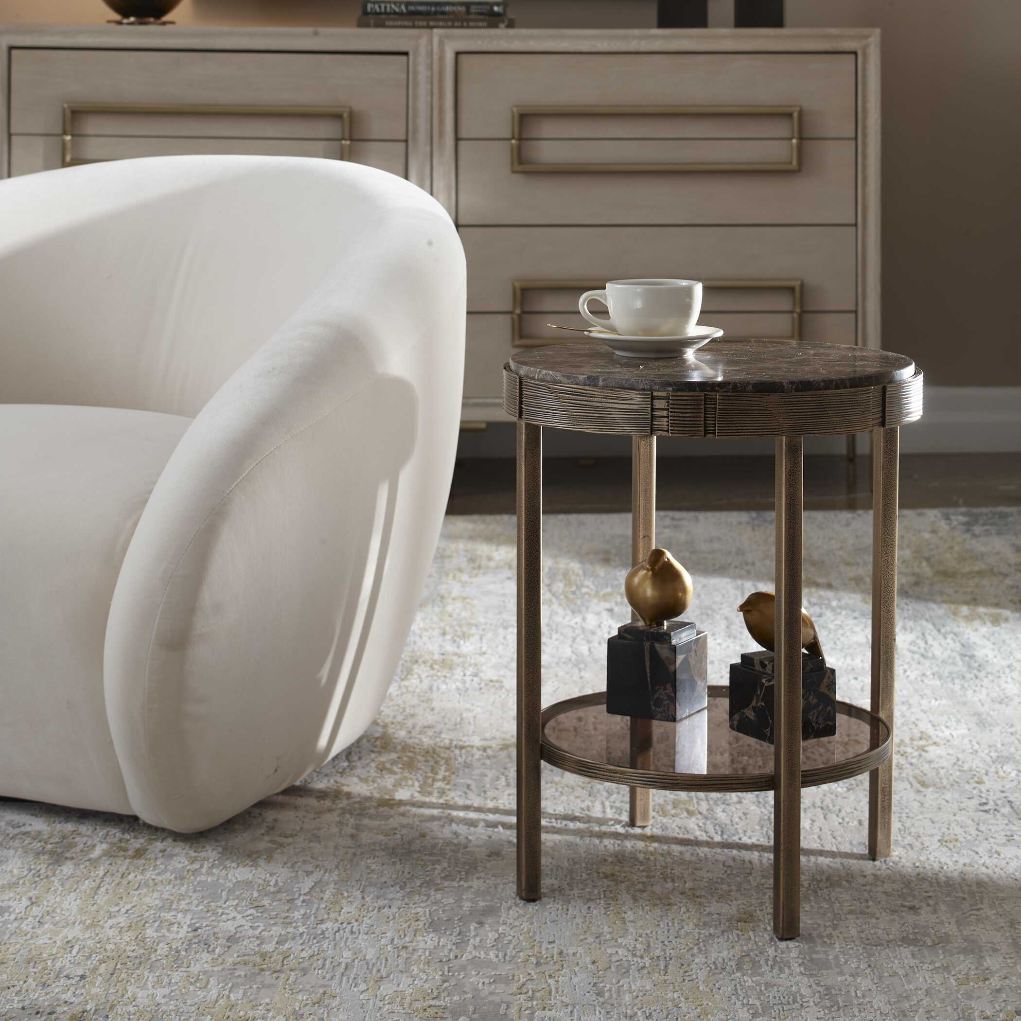 Uttermost Furniture Uttermost Cusano Round Dark Marble Accent Table