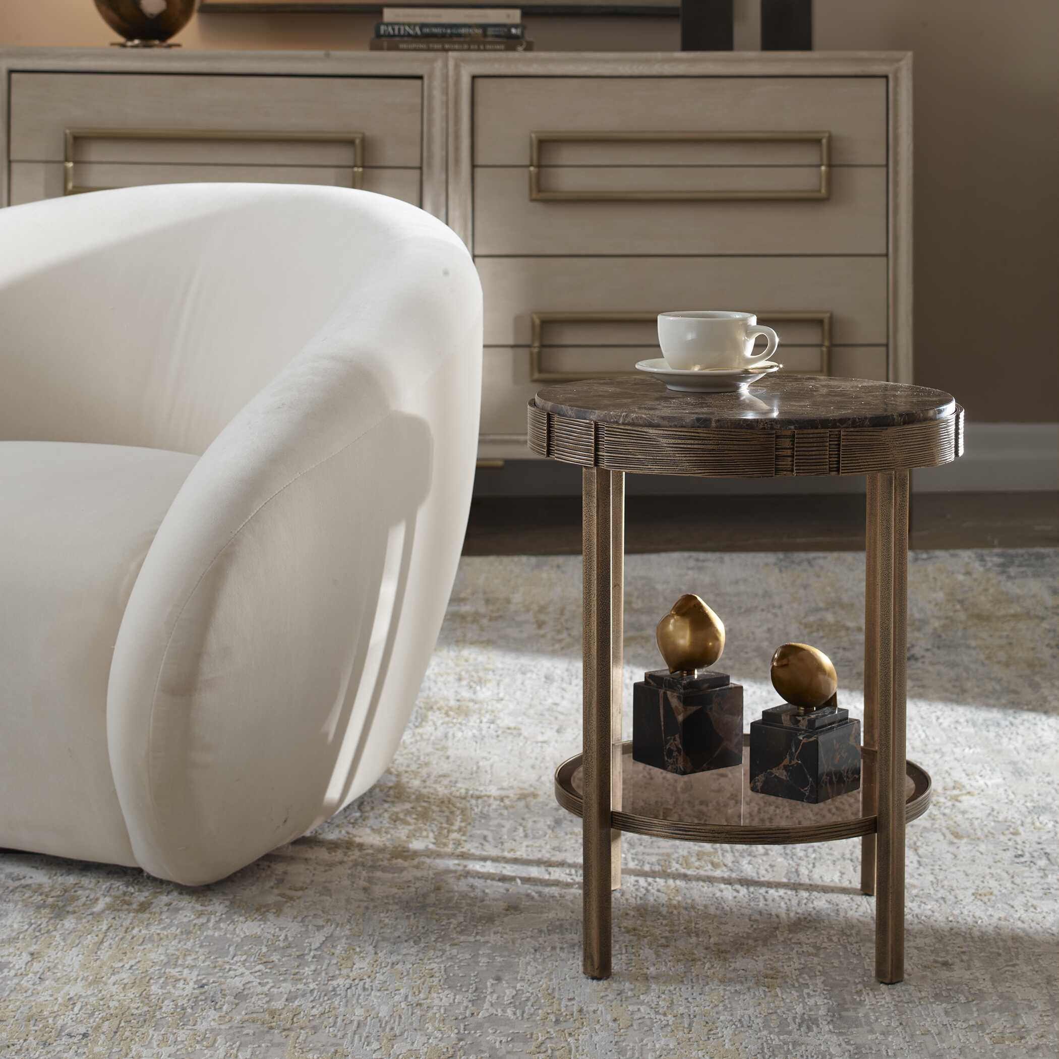 Uttermost Furniture Uttermost Cusano Round Dark Marble Accent Table