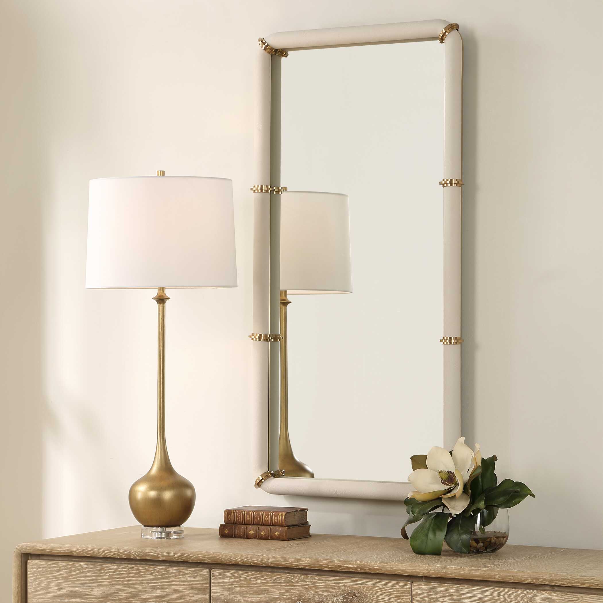 Uttermost Uttermost Cyprus White Leather Mirror