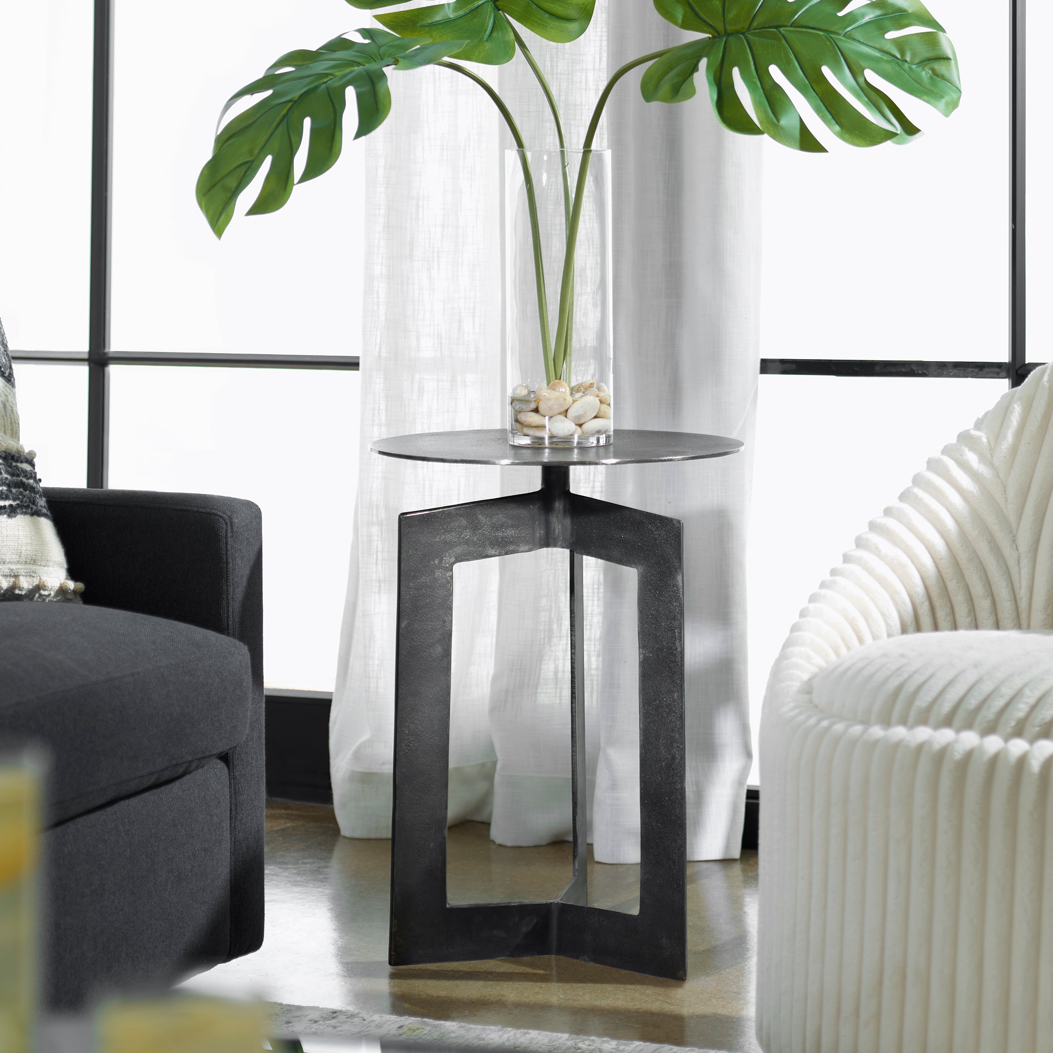 Uttermost Furniture Uttermost Deltoid Gunmetal Accent Table