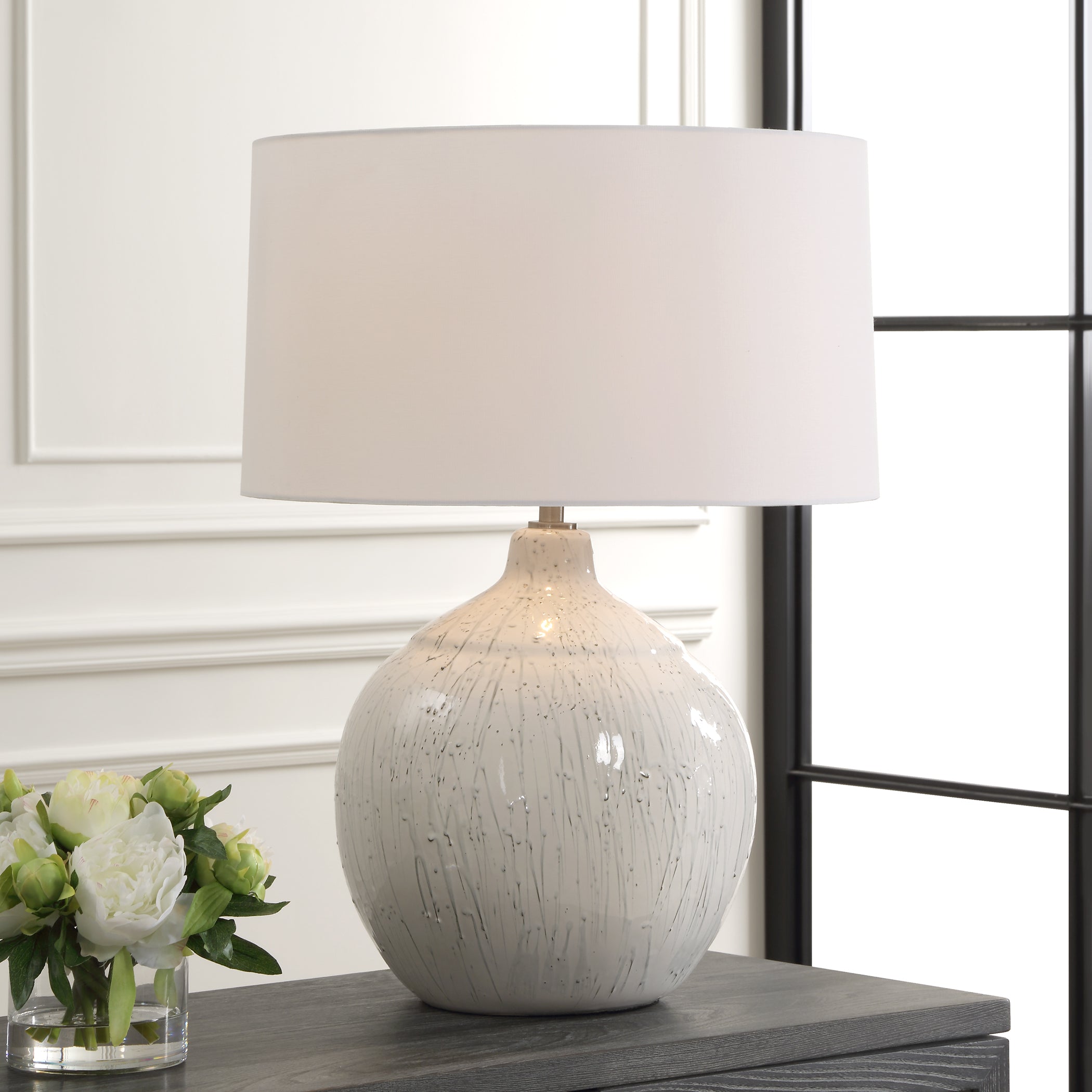 Uttermost Lighting Uttermost Dribble White Glaze Table Lamp