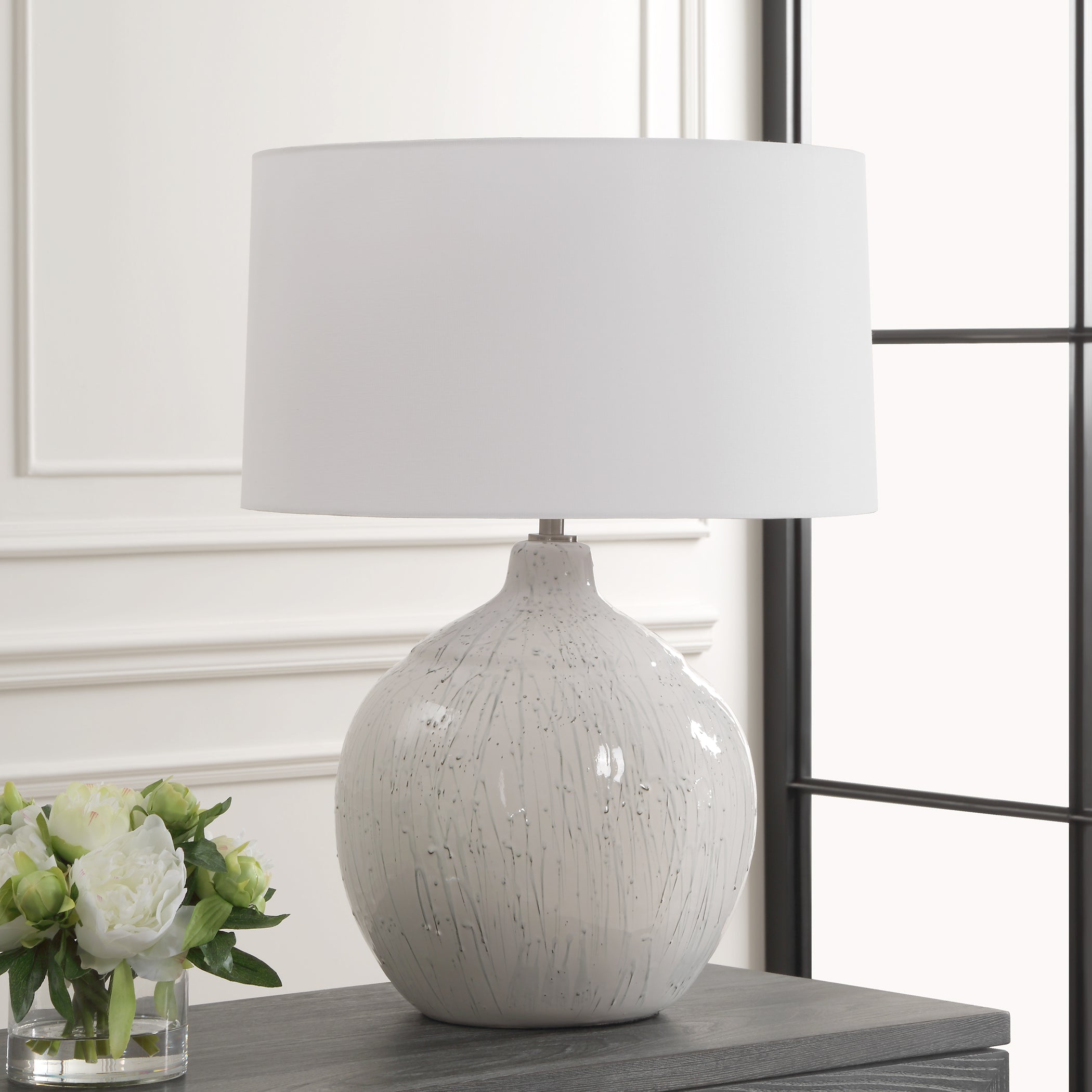 Uttermost Lighting Uttermost Dribble White Glaze Table Lamp