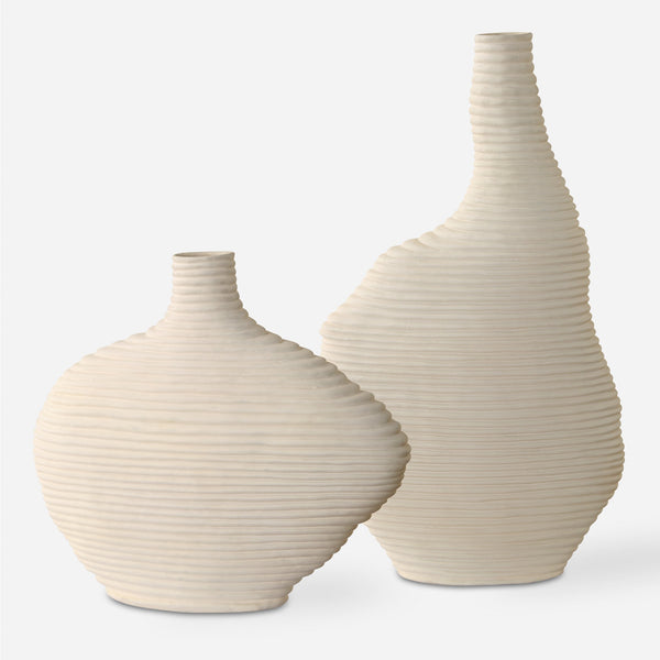 Uttermost Home Decor Uttermost Duostacked Matte White Vases, S/2