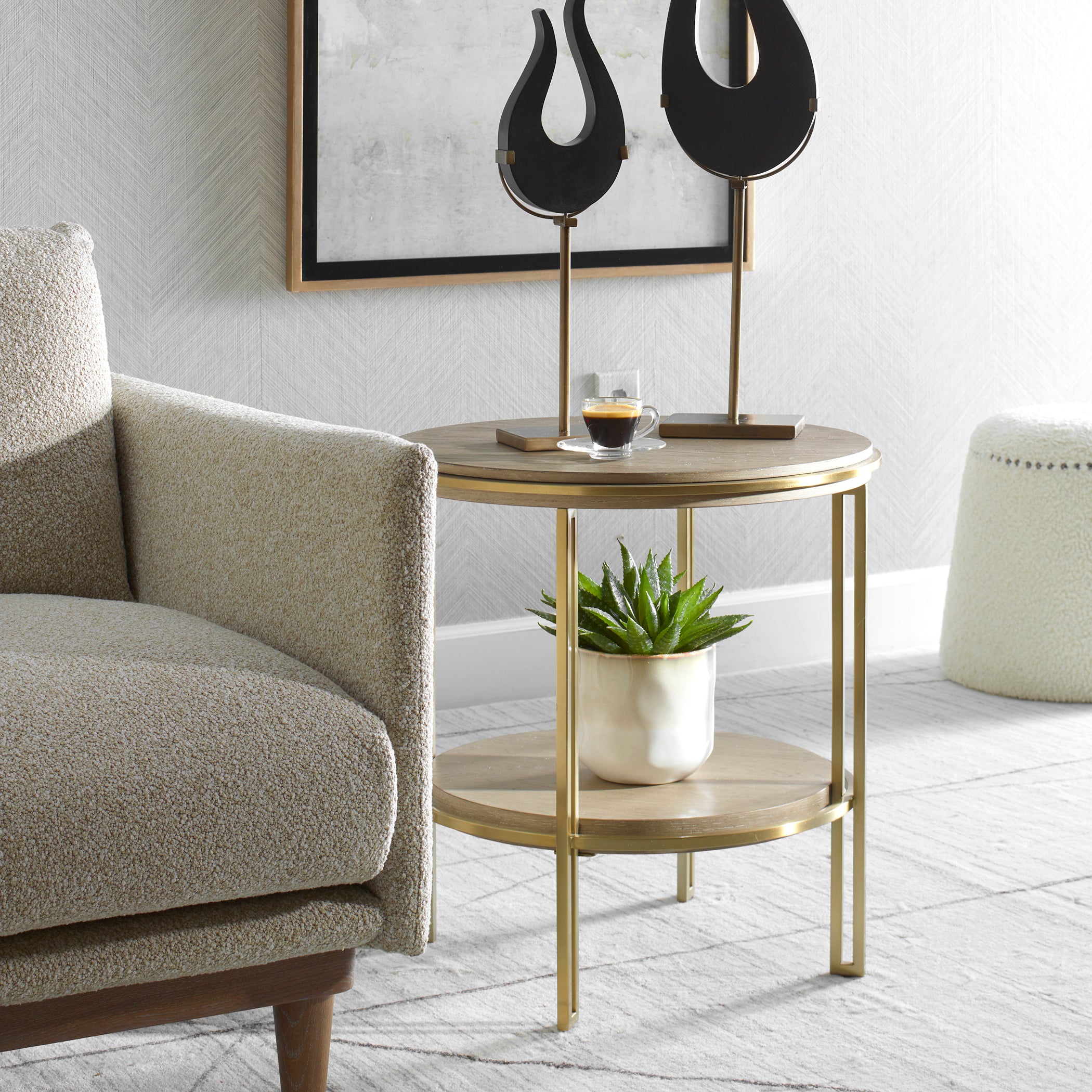 Uttermost Furniture Uttermost Elise Round Brass Side Table