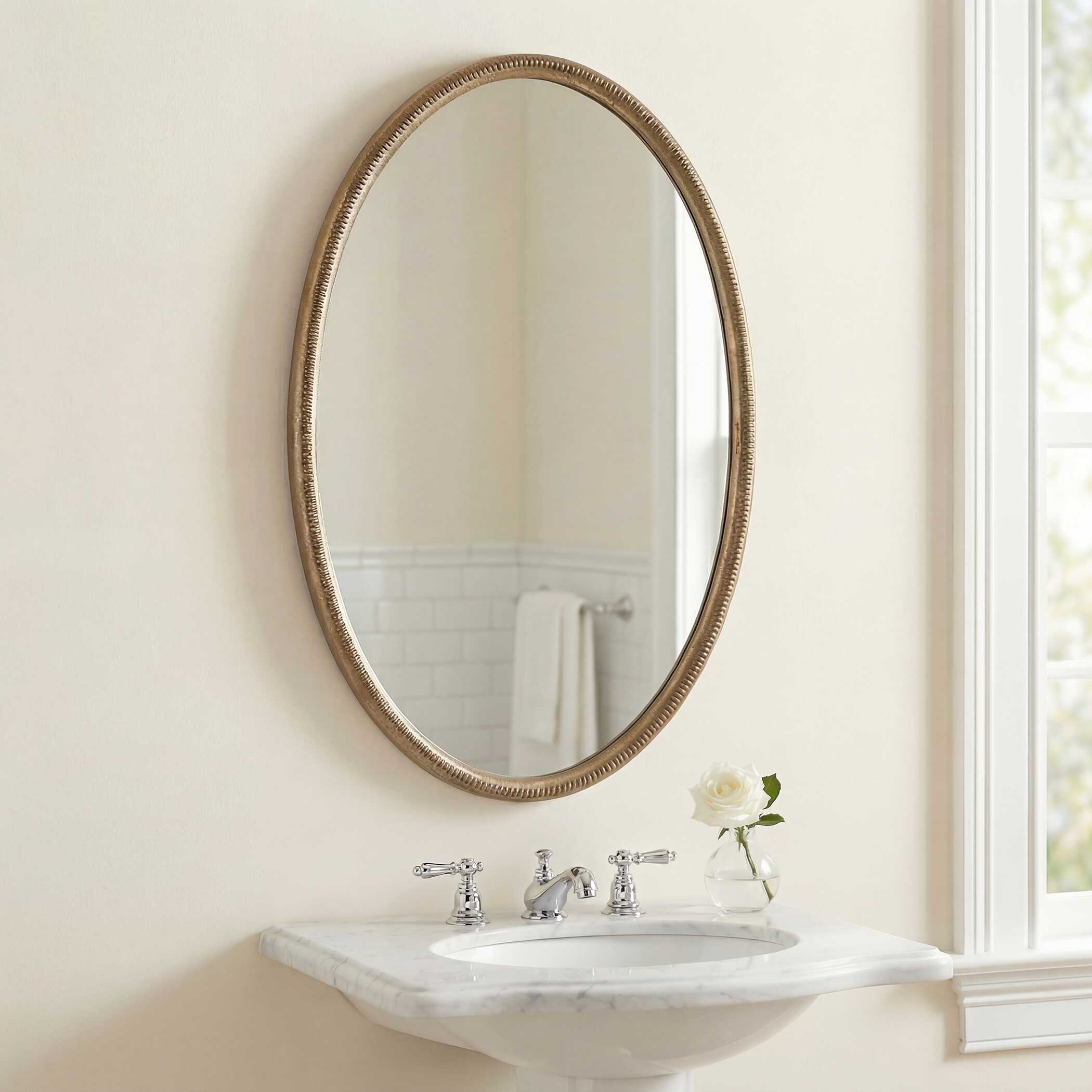 Uttermost Home Decor Uttermost Ellis Beaded Brass Oval Mirror