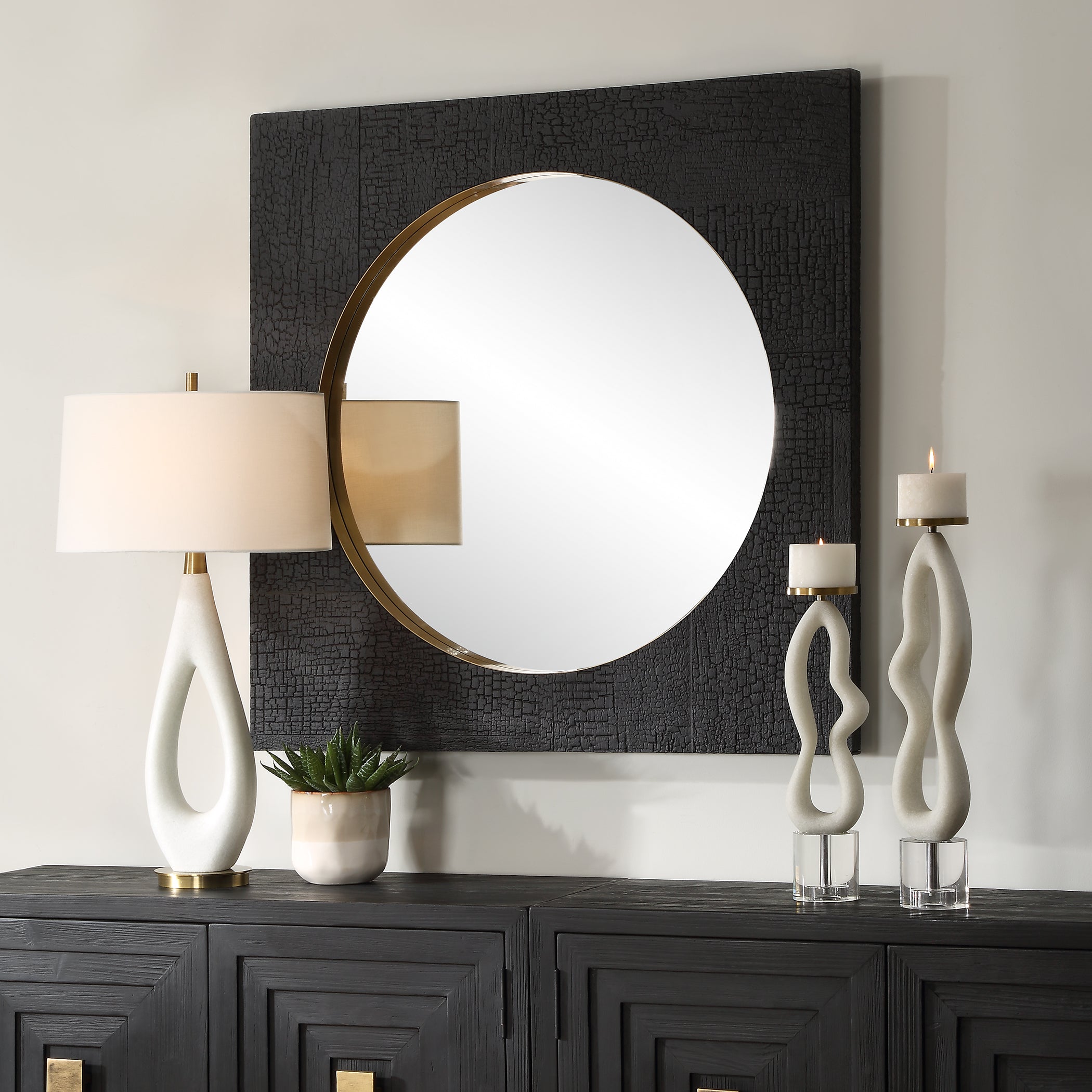 Uttermost Home Decor Oversized - Rate to be Quoted Uttermost Ember Black Square Mirror