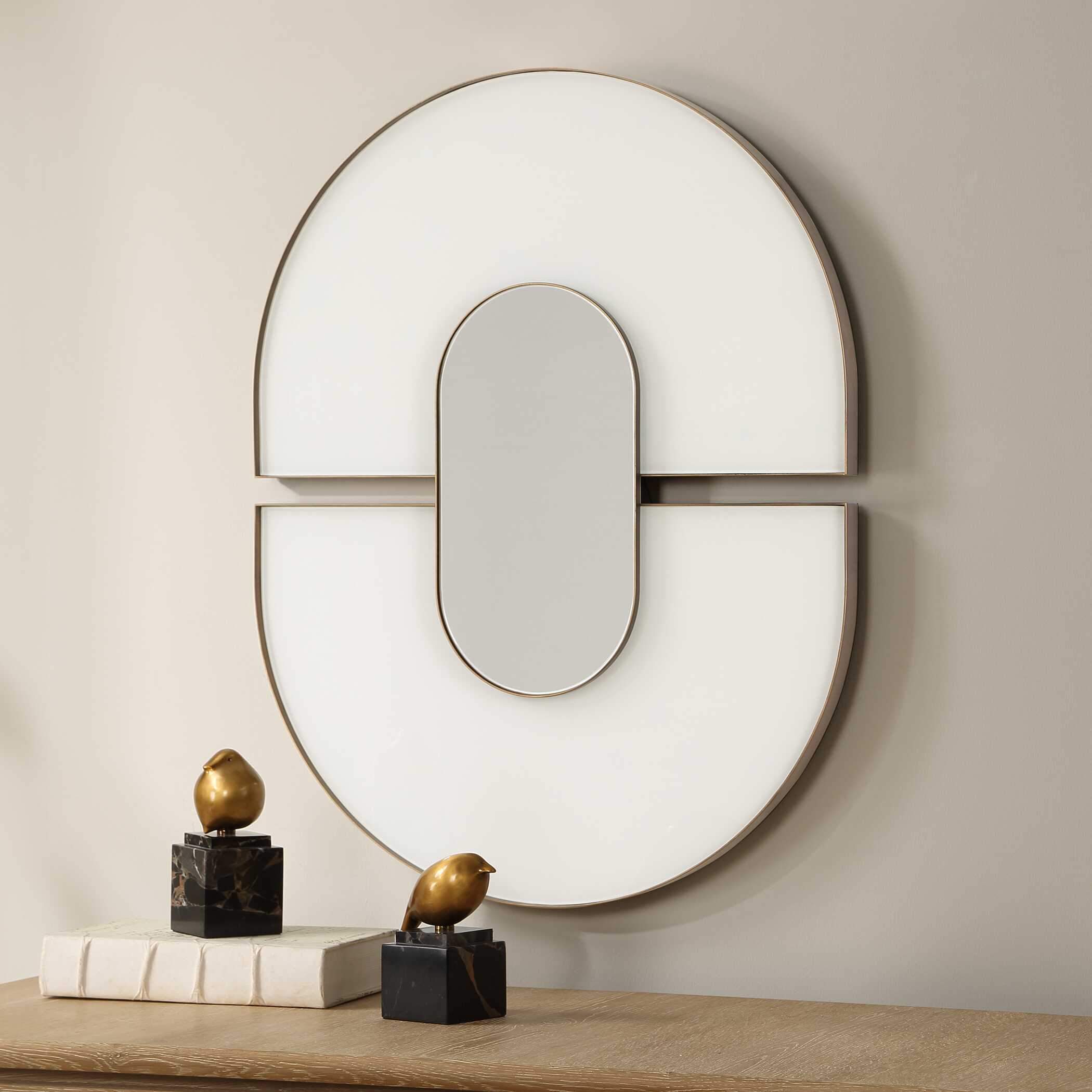 Uttermost Uttermost Encase Modern White Oval Mirror