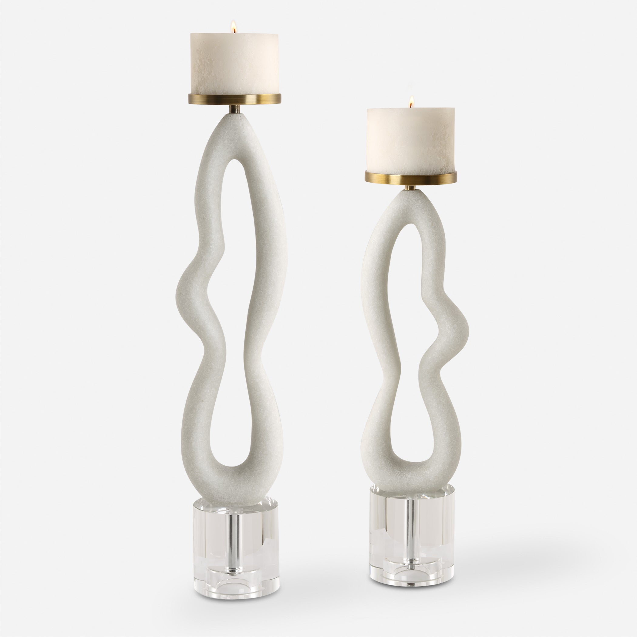 Uttermost Home Decor Uttermost Feamelo Ivory Stone Candleholders, S/2