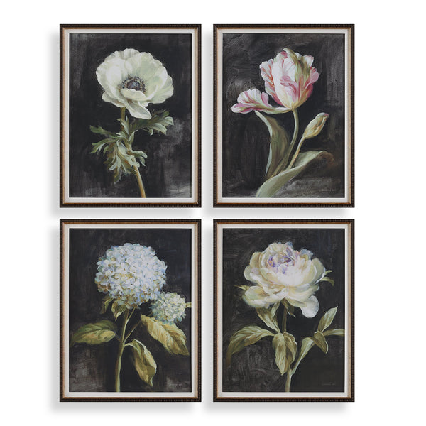 Uttermost Home Decor Uttermost Florals On Black Framed Prints, Set/4