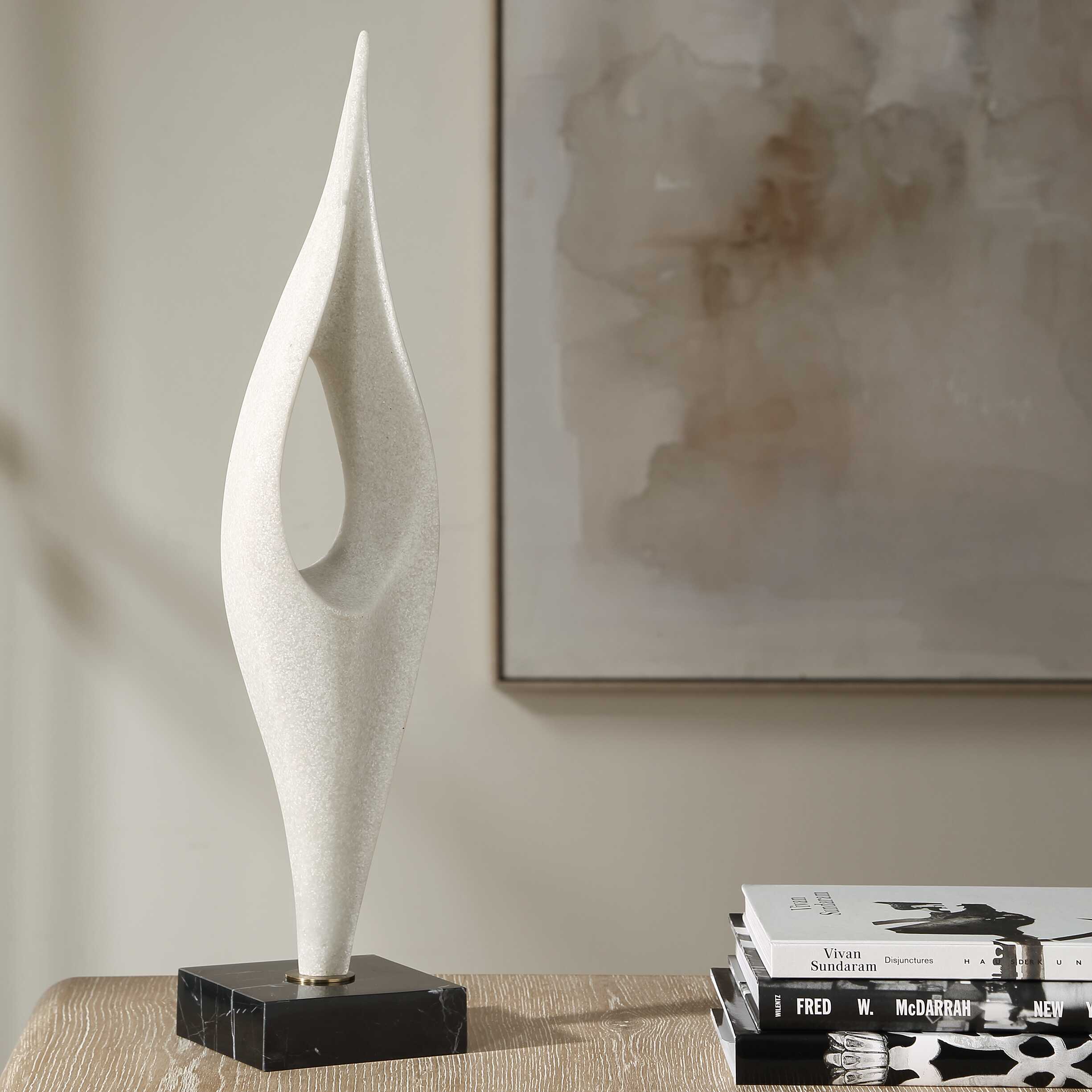 Uttermost Uttermost Fluid Drop White Stone Sculpture