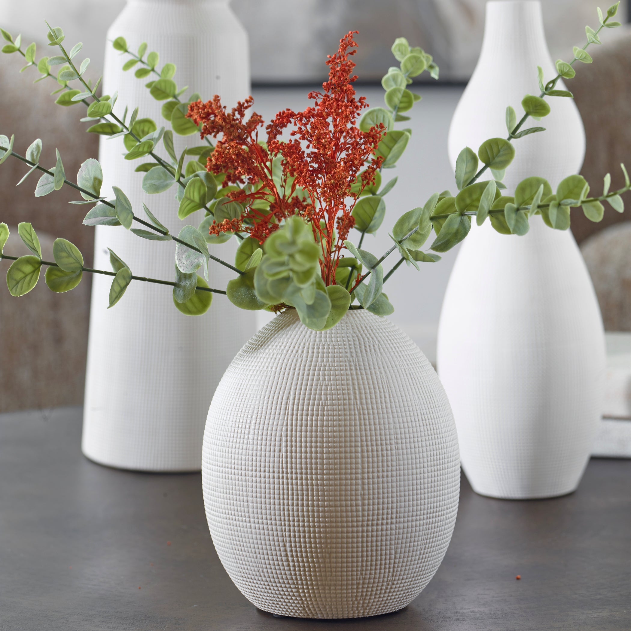 Uttermost Home Decor Uttermost Forma White Ceramic Vases, Set/3