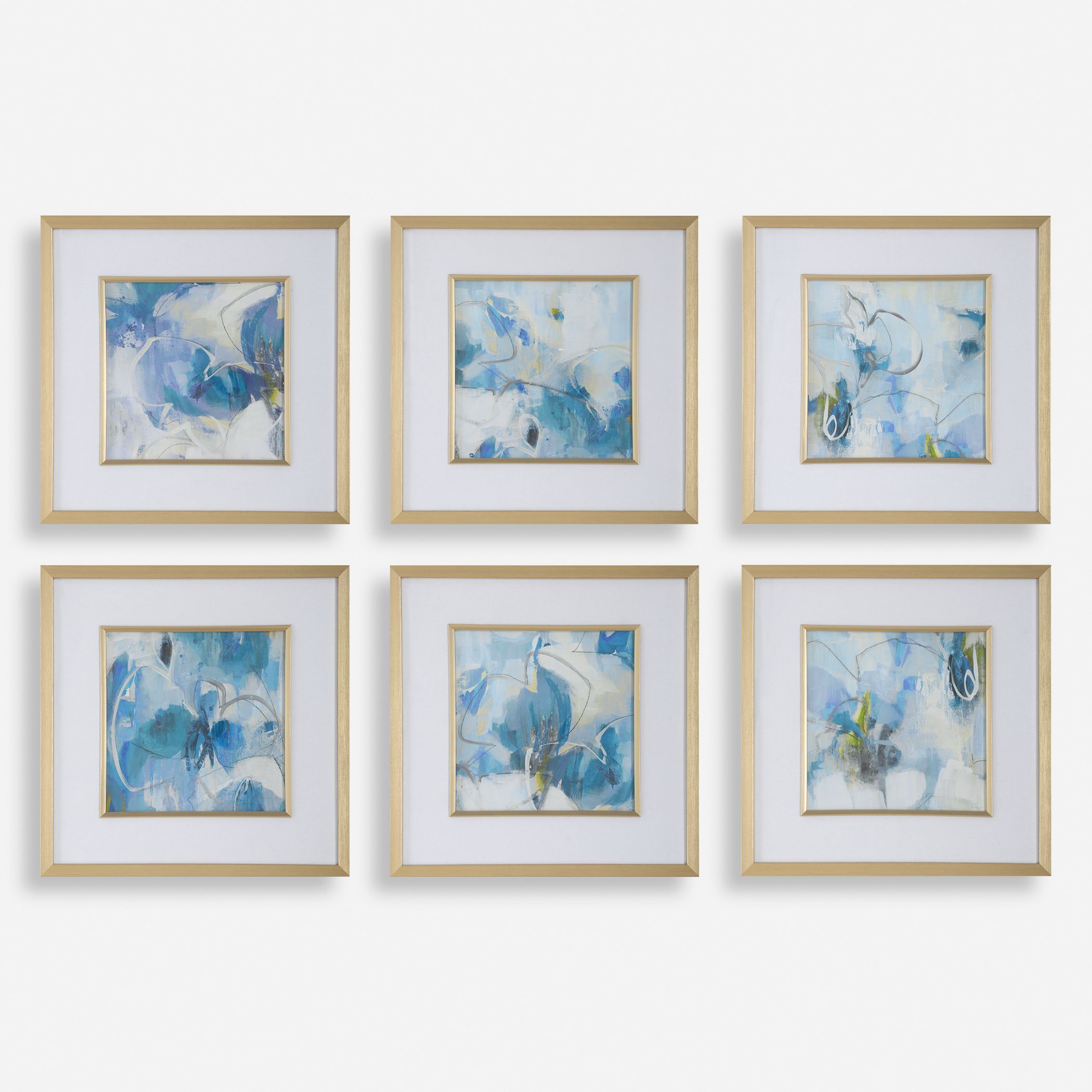 Uttermost Home Decor Uttermost Fresh Start Blue Abstract Prints, S/6