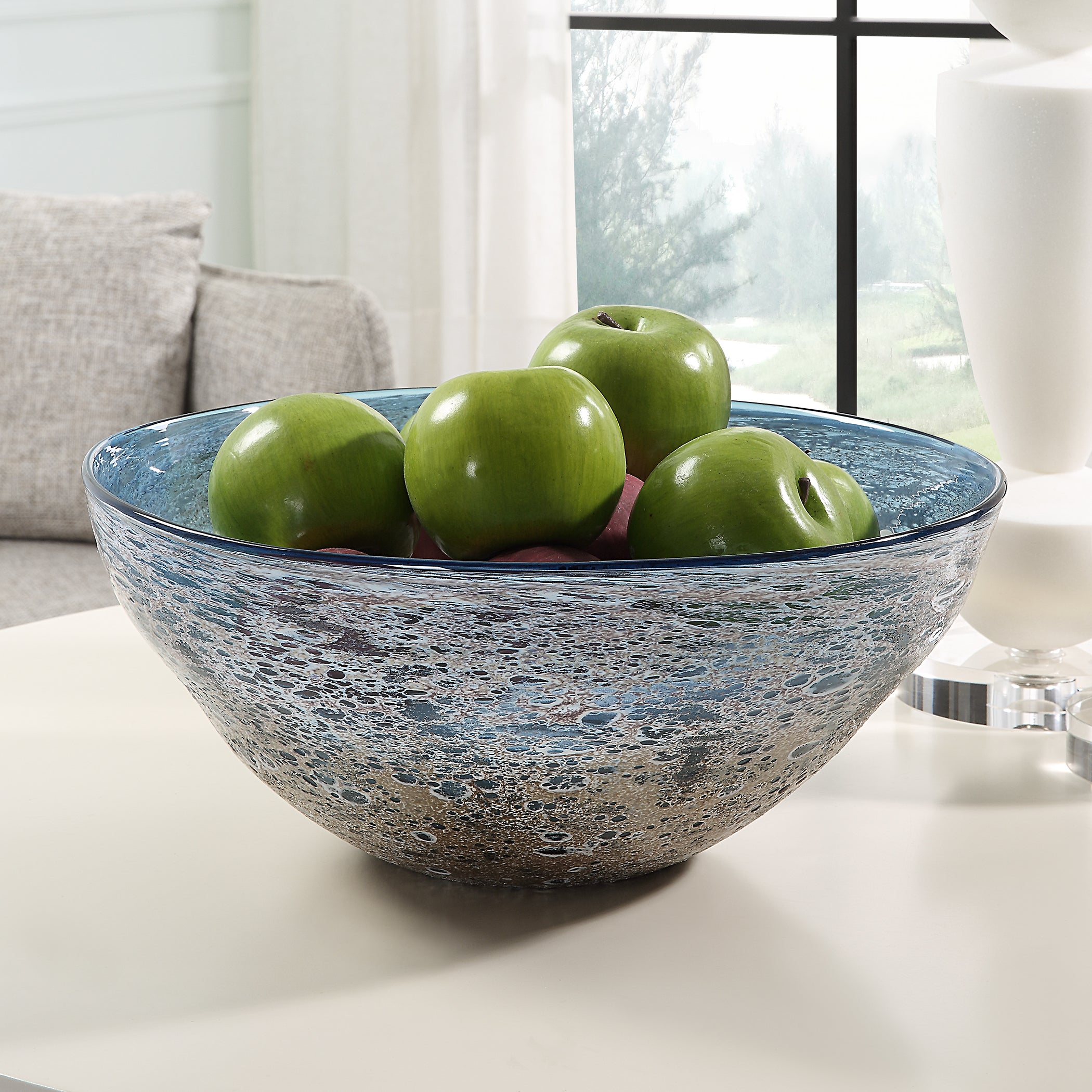 Uttermost Home Decor Uttermost Genovesa Aqua Glass Bowl