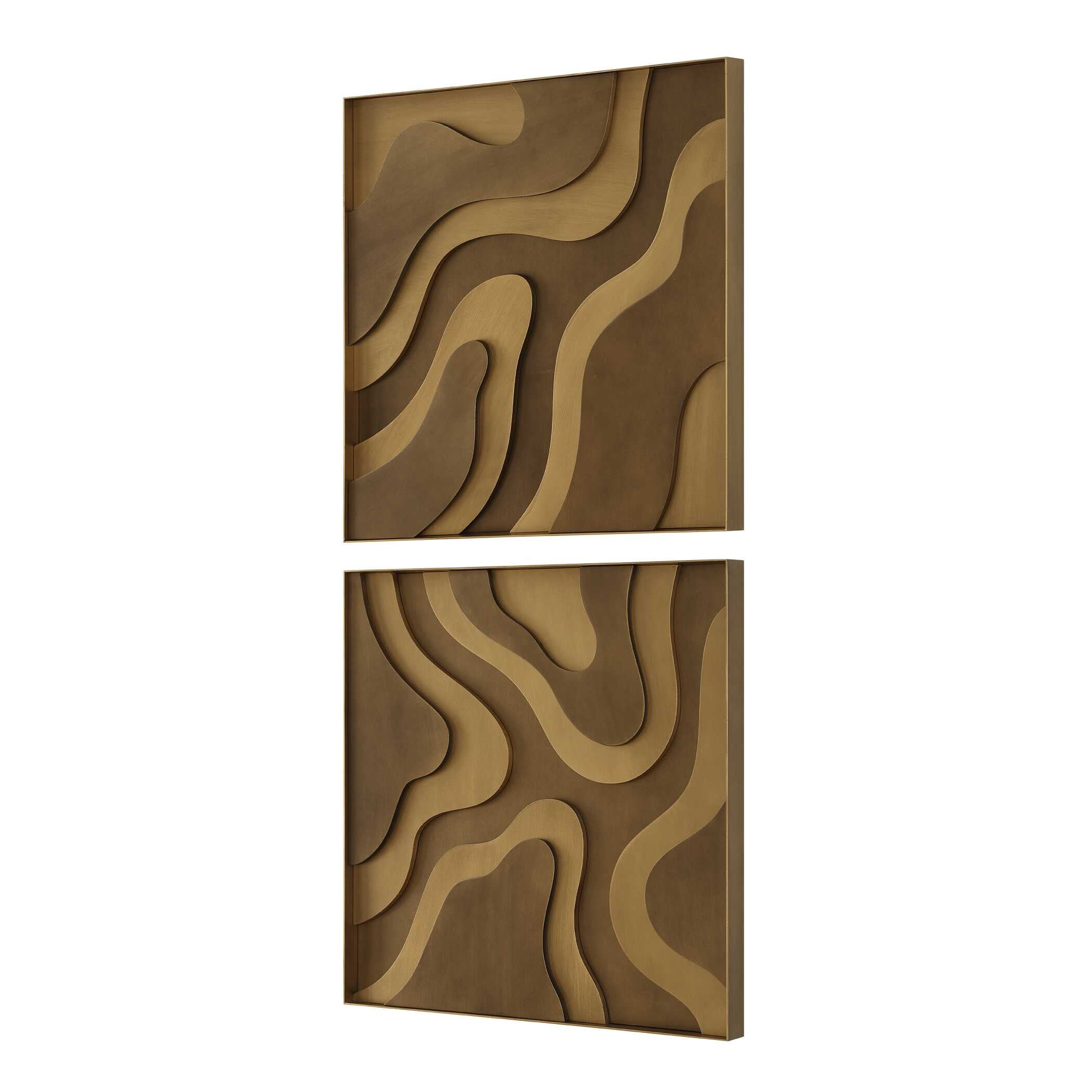 Uttermost Uttermost Golden Terrain Wooden Wall Decor Set/2
