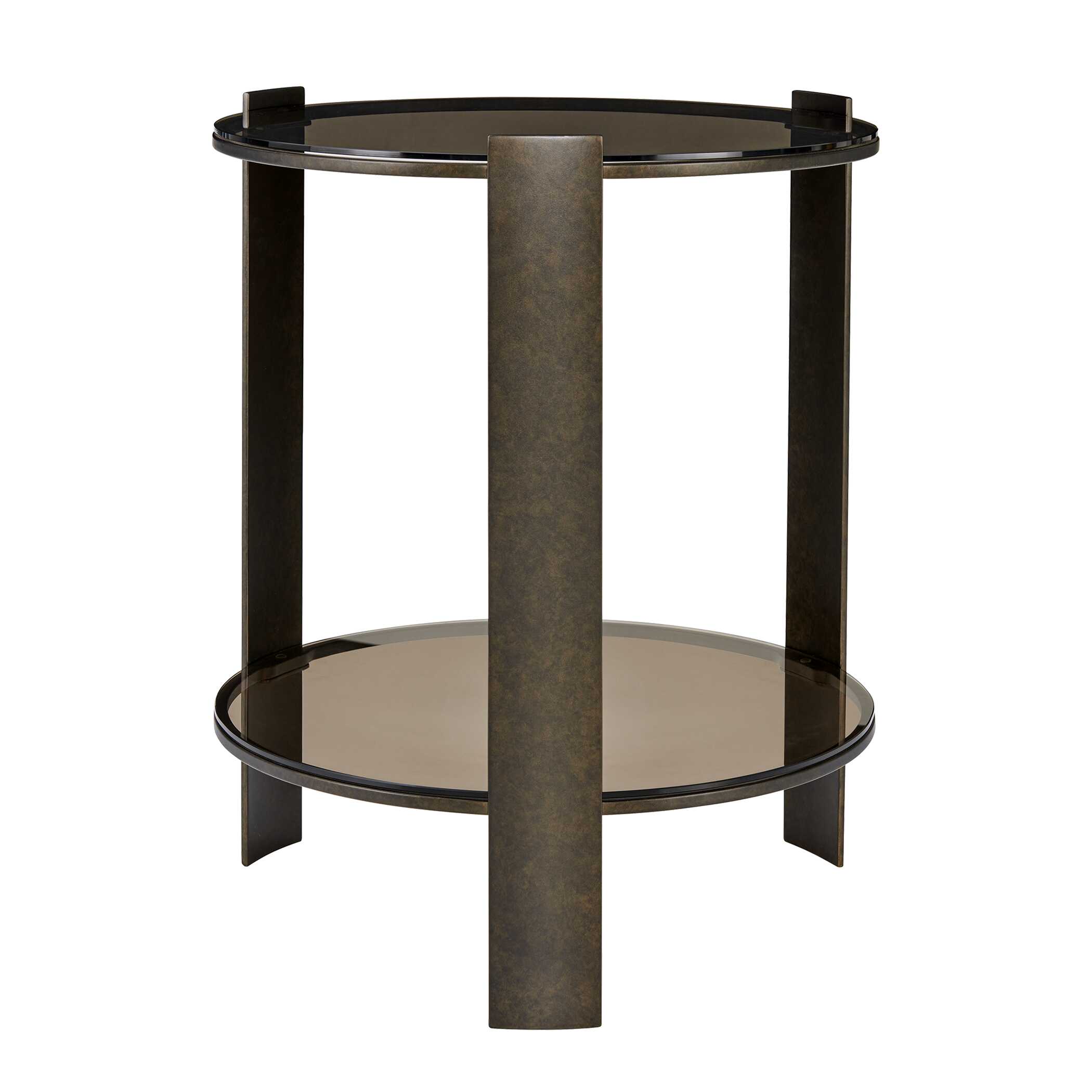 Uttermost Furniture Uttermost Hanson Bronze & Dark Glass Side Table