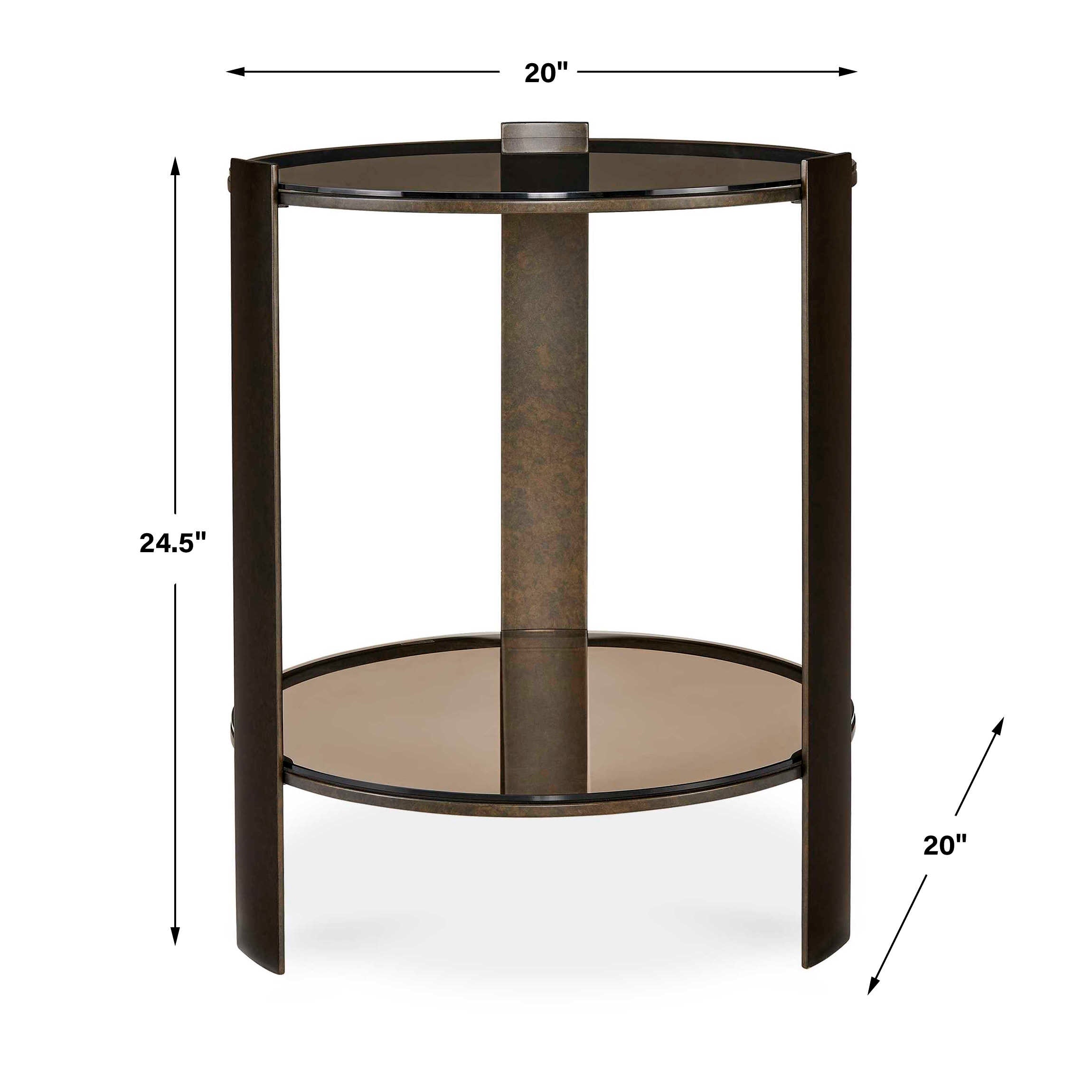 Uttermost Furniture Uttermost Hanson Bronze & Dark Glass Side Table