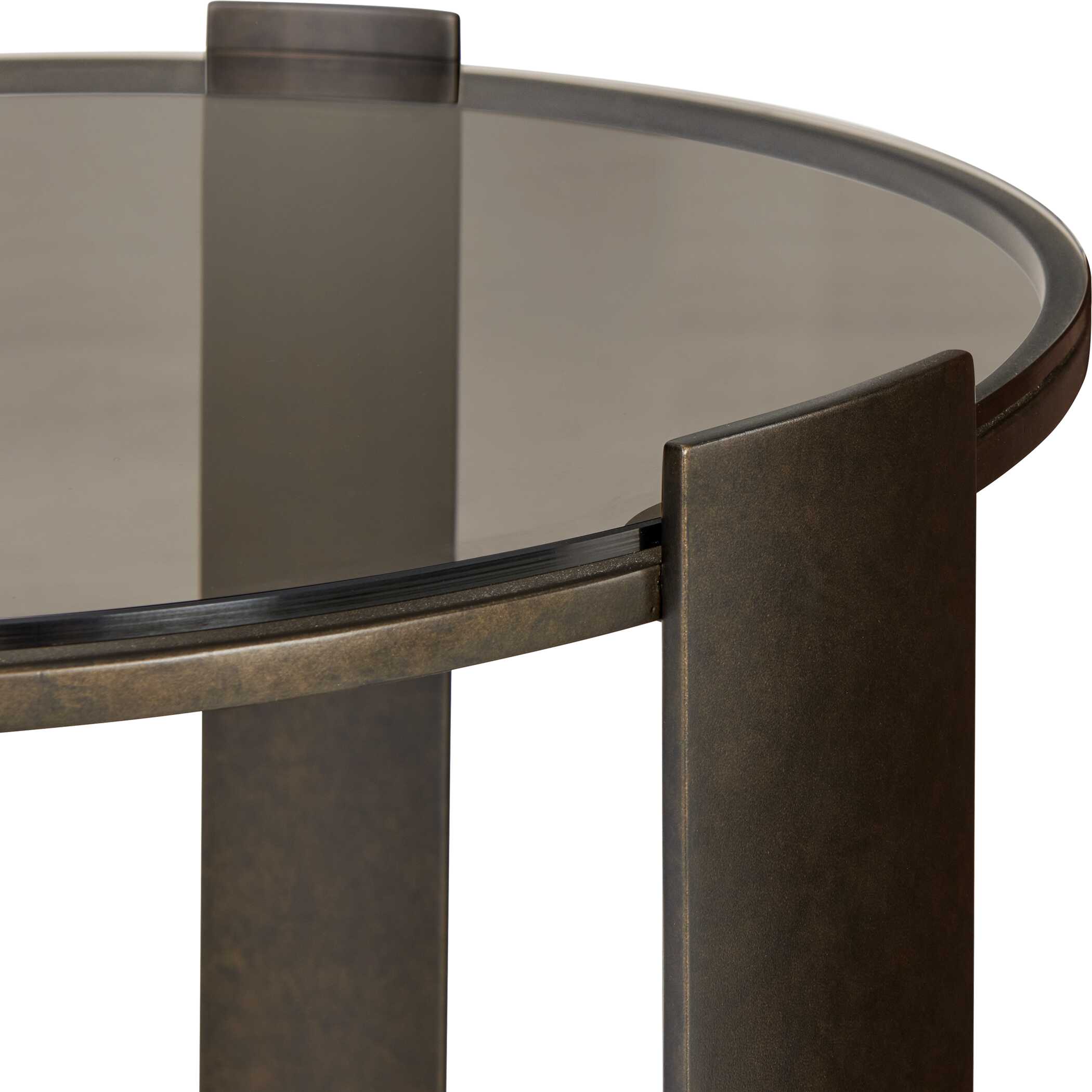 Uttermost Furniture Uttermost Hanson Bronze & Dark Glass Side Table
