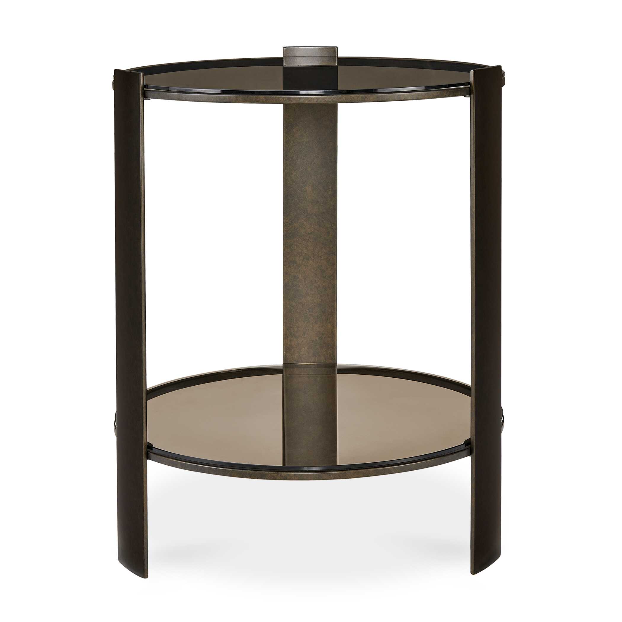 Uttermost Furniture Uttermost Hanson Bronze & Dark Glass Side Table
