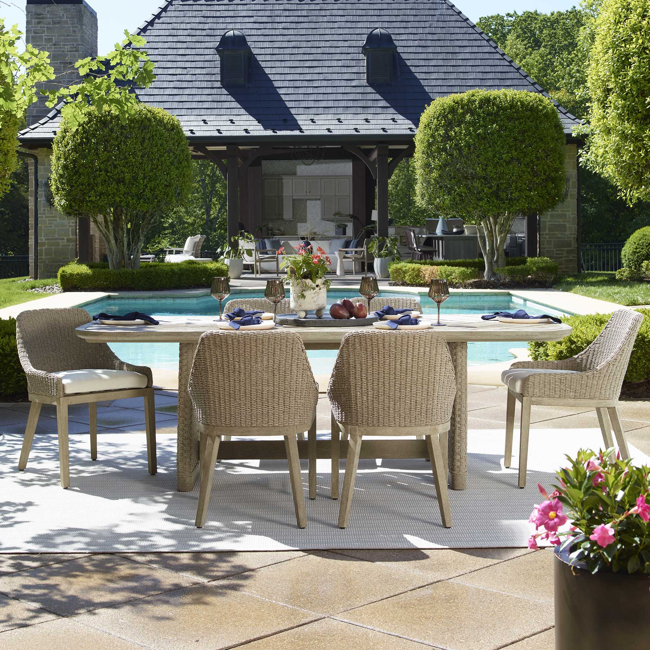 Uttermost Furniture Uttermost Harbor Herringbone Indoor-Outdoor Dining Table