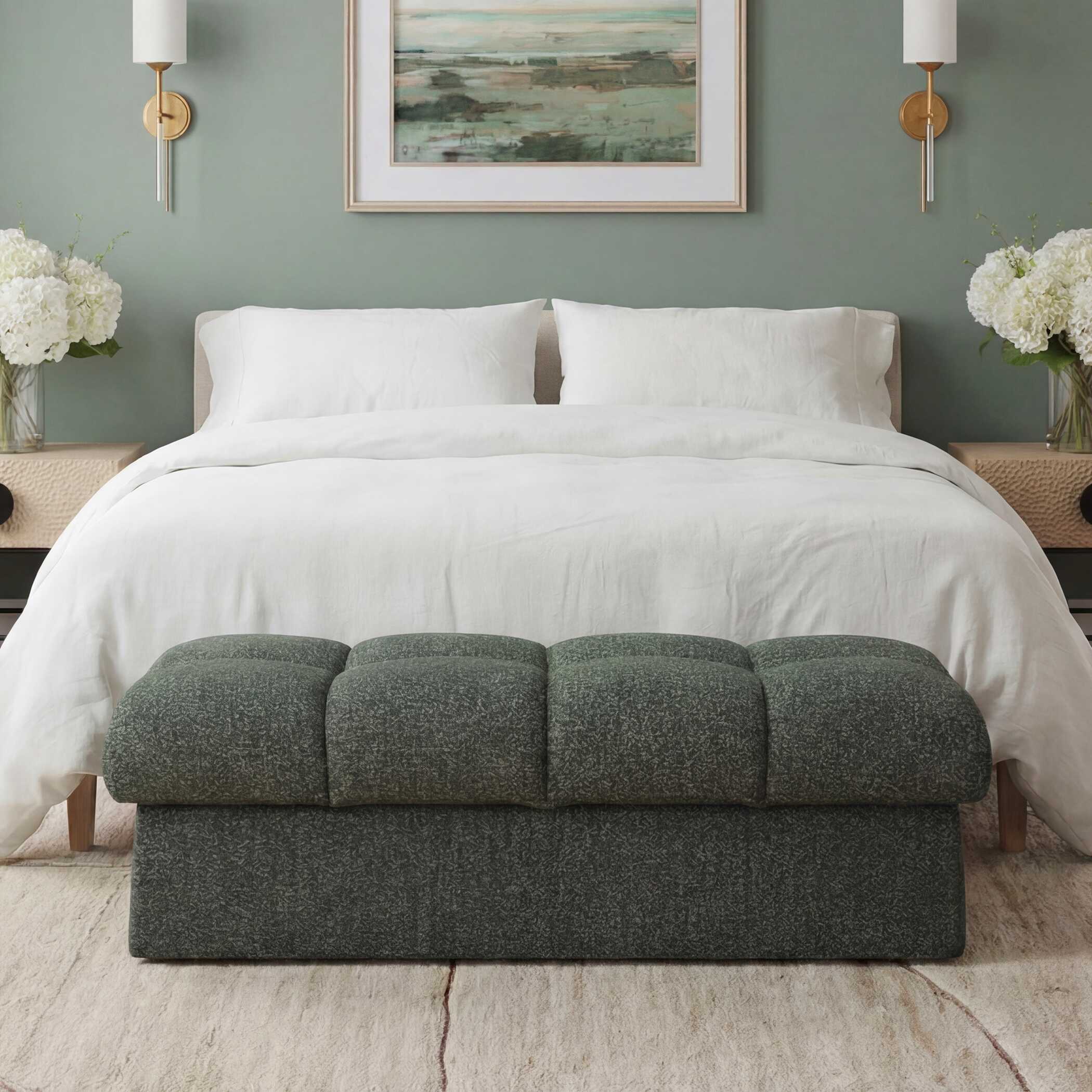 Uttermost Furniture Uttermost Harlem Moss Green/ Lake Blue Bench