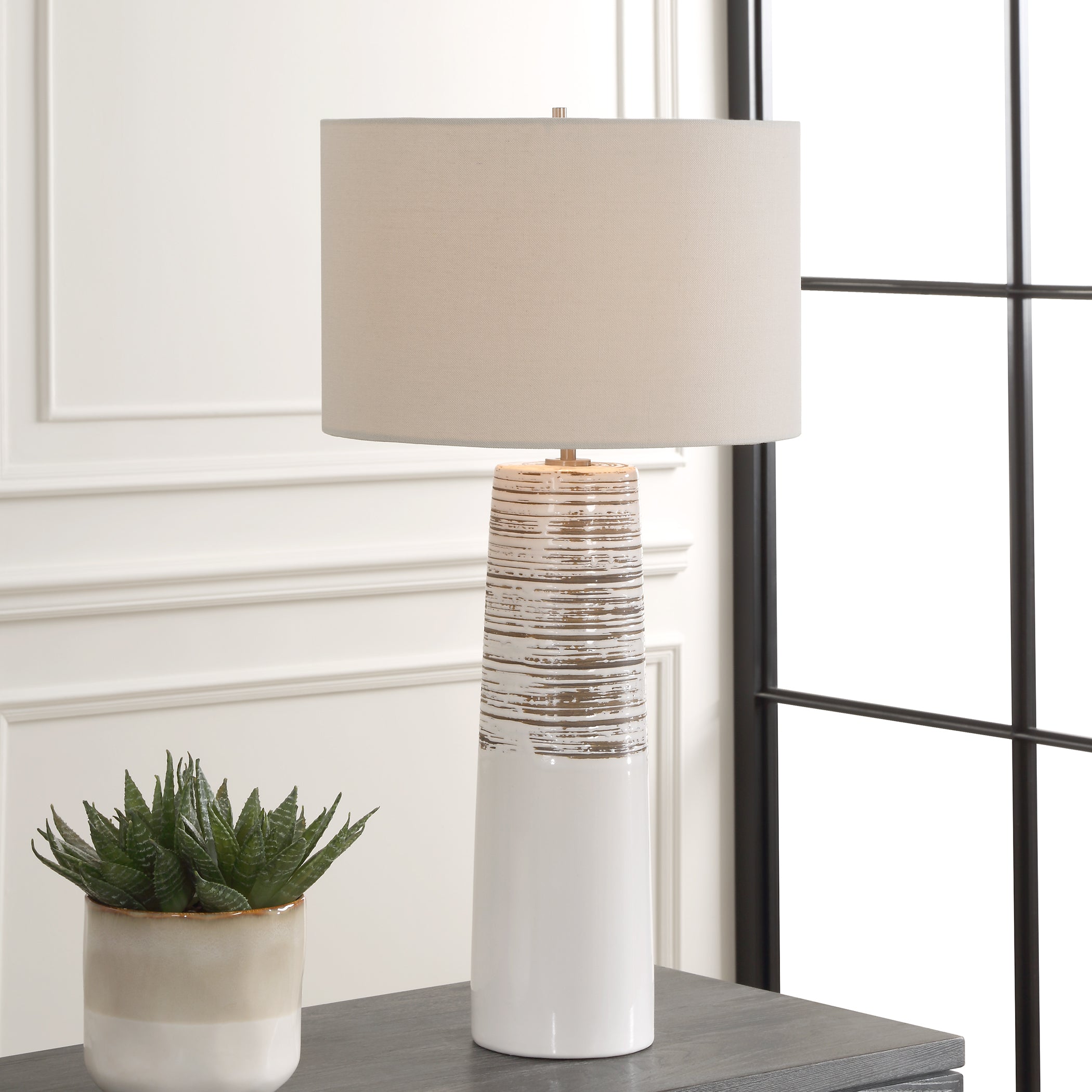 Uttermost Lighting Uttermost Haven White Glaze Table Lamp