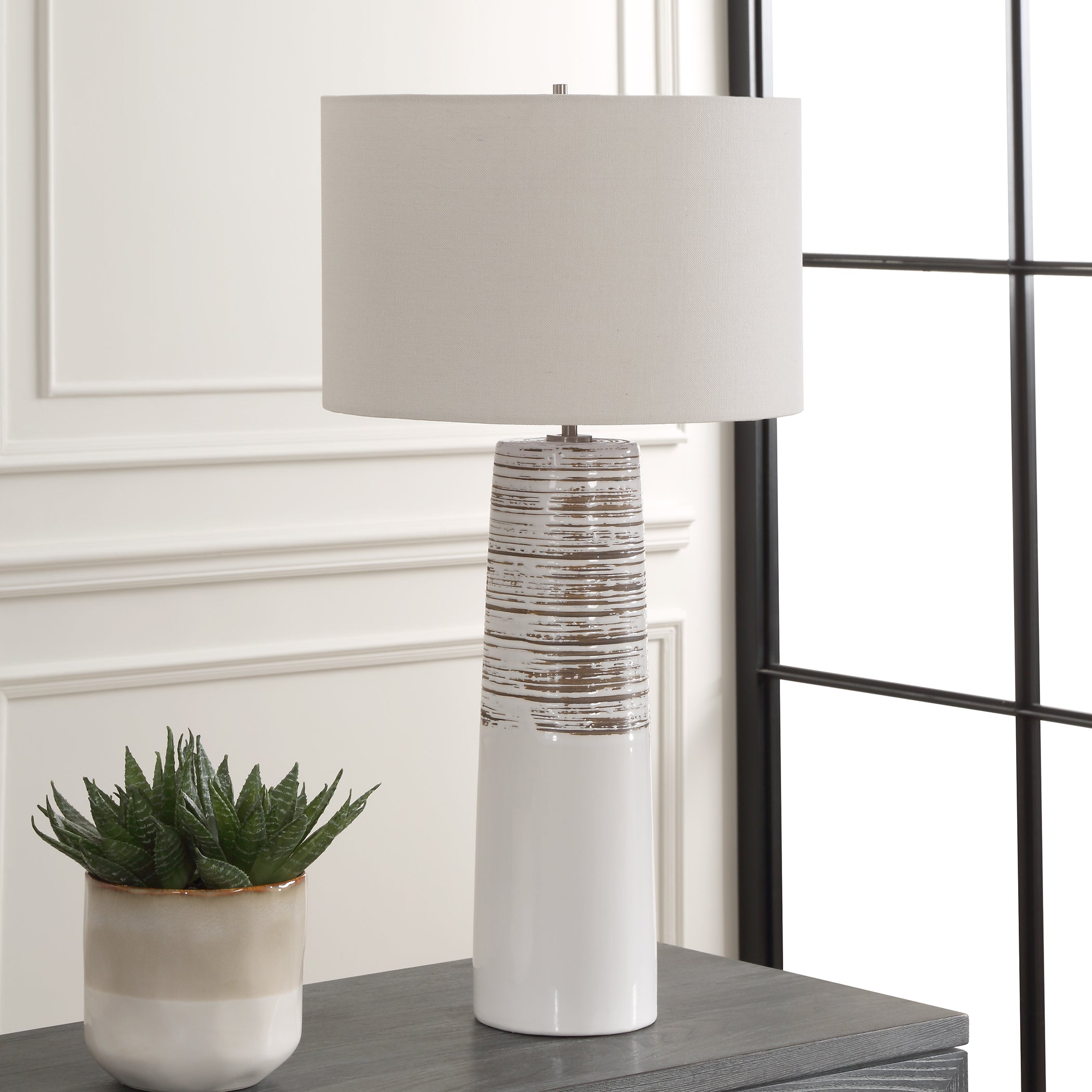 Uttermost Lighting Uttermost Haven White Glaze Table Lamp