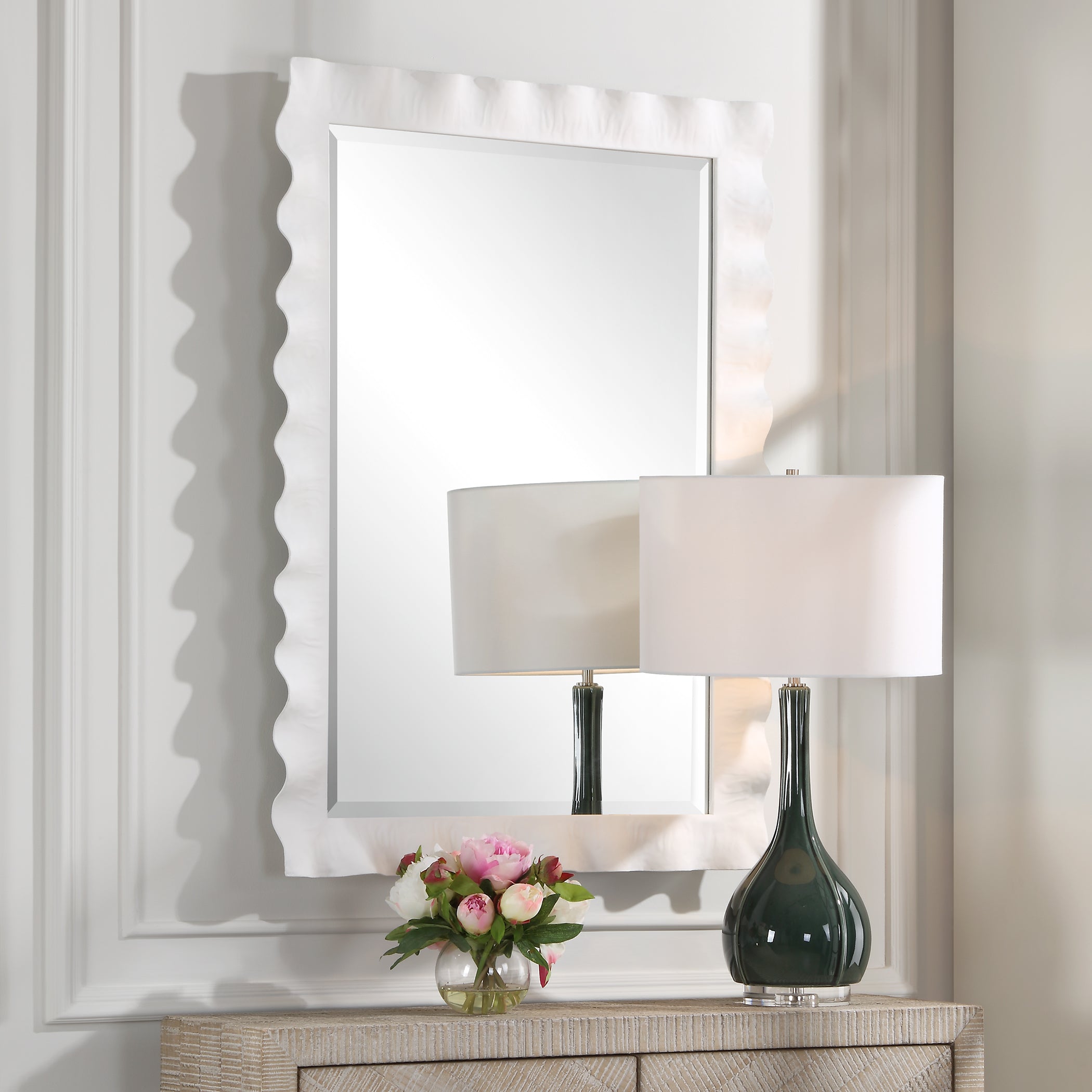 Uttermost Home Decor Uttermost Haya White Scalloped Mirror