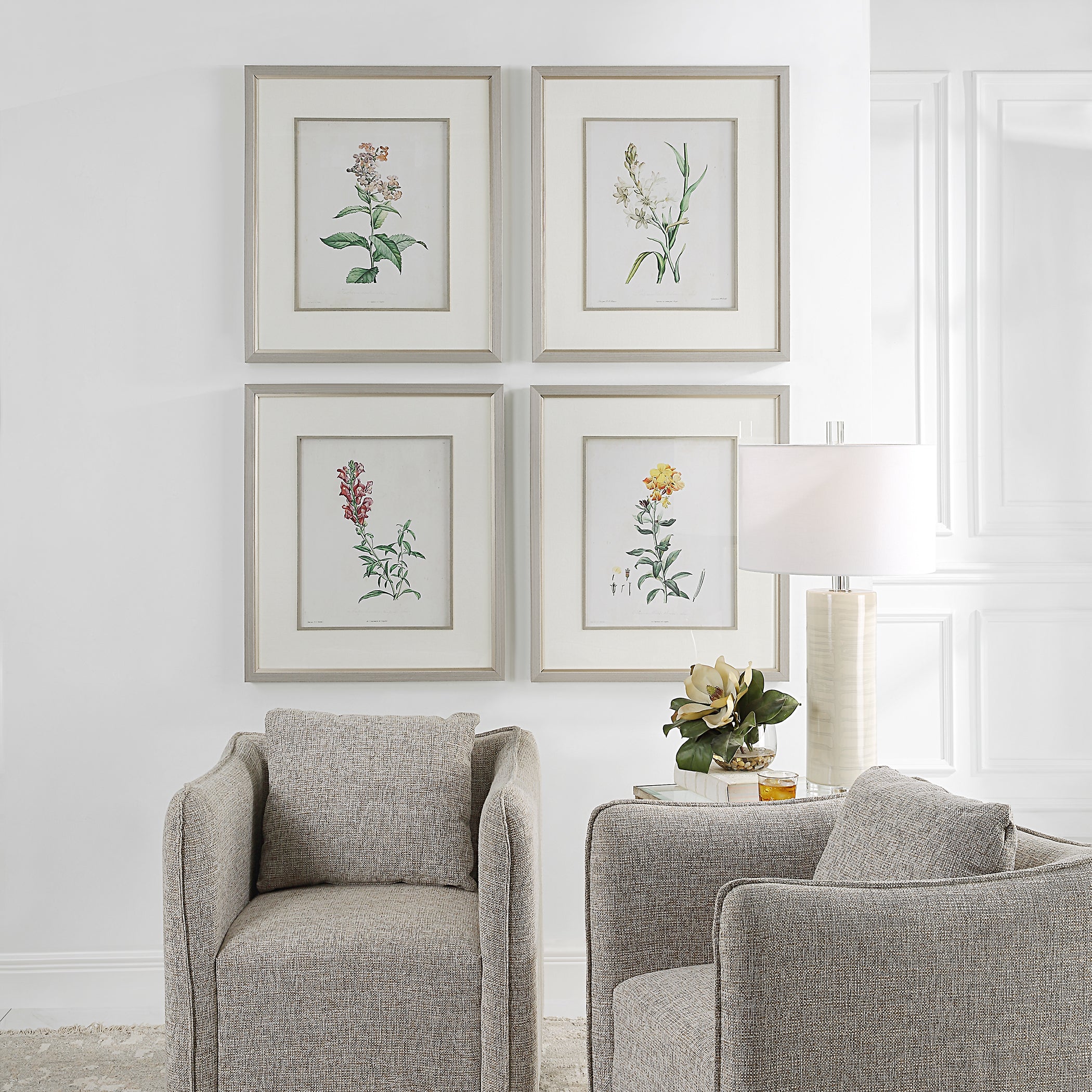 Uttermost Home Uttermost Heirloom Blooms Study Framed Prints Set/4