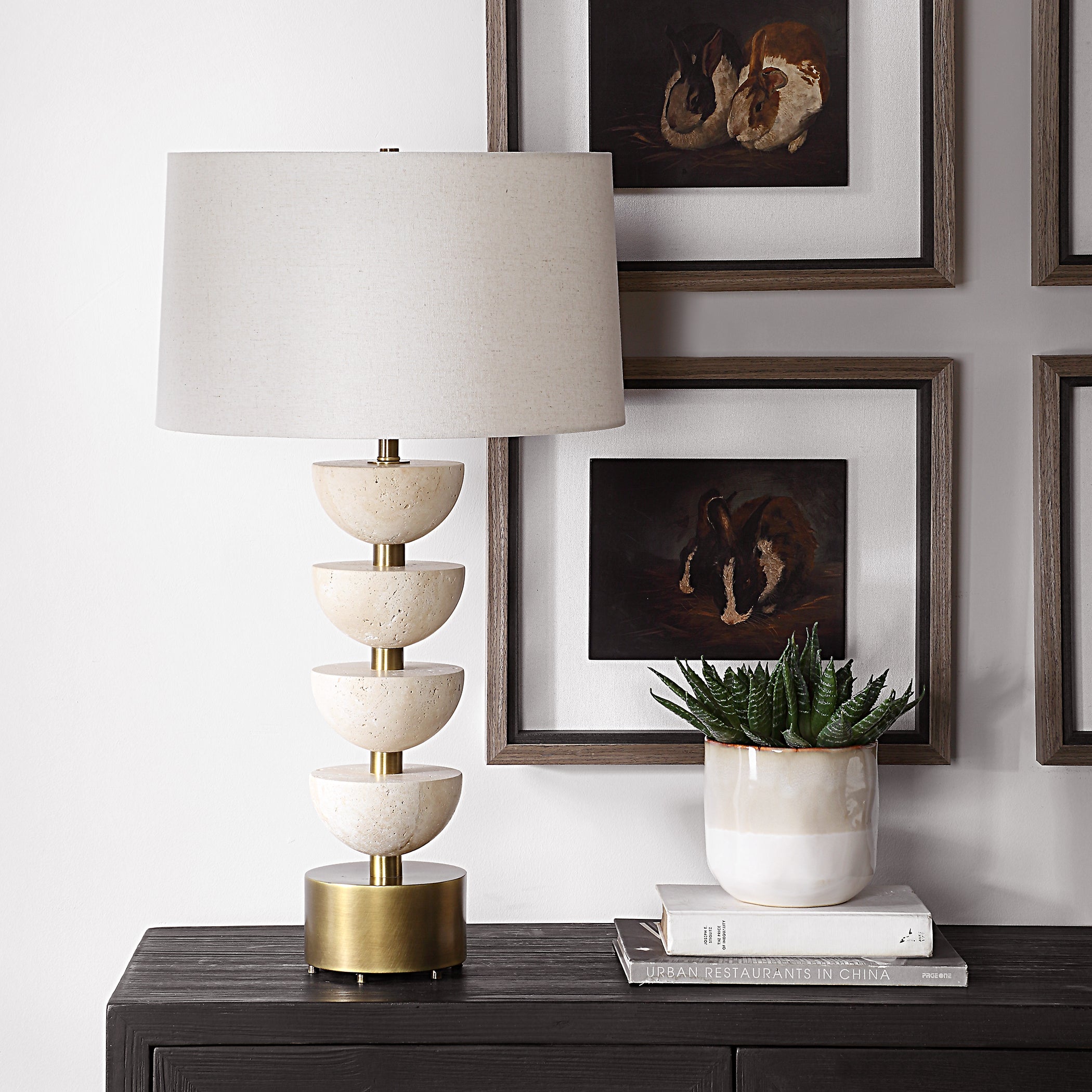 Uttermost Lighting Uttermost Hemisphere Travertine Table Lamp
