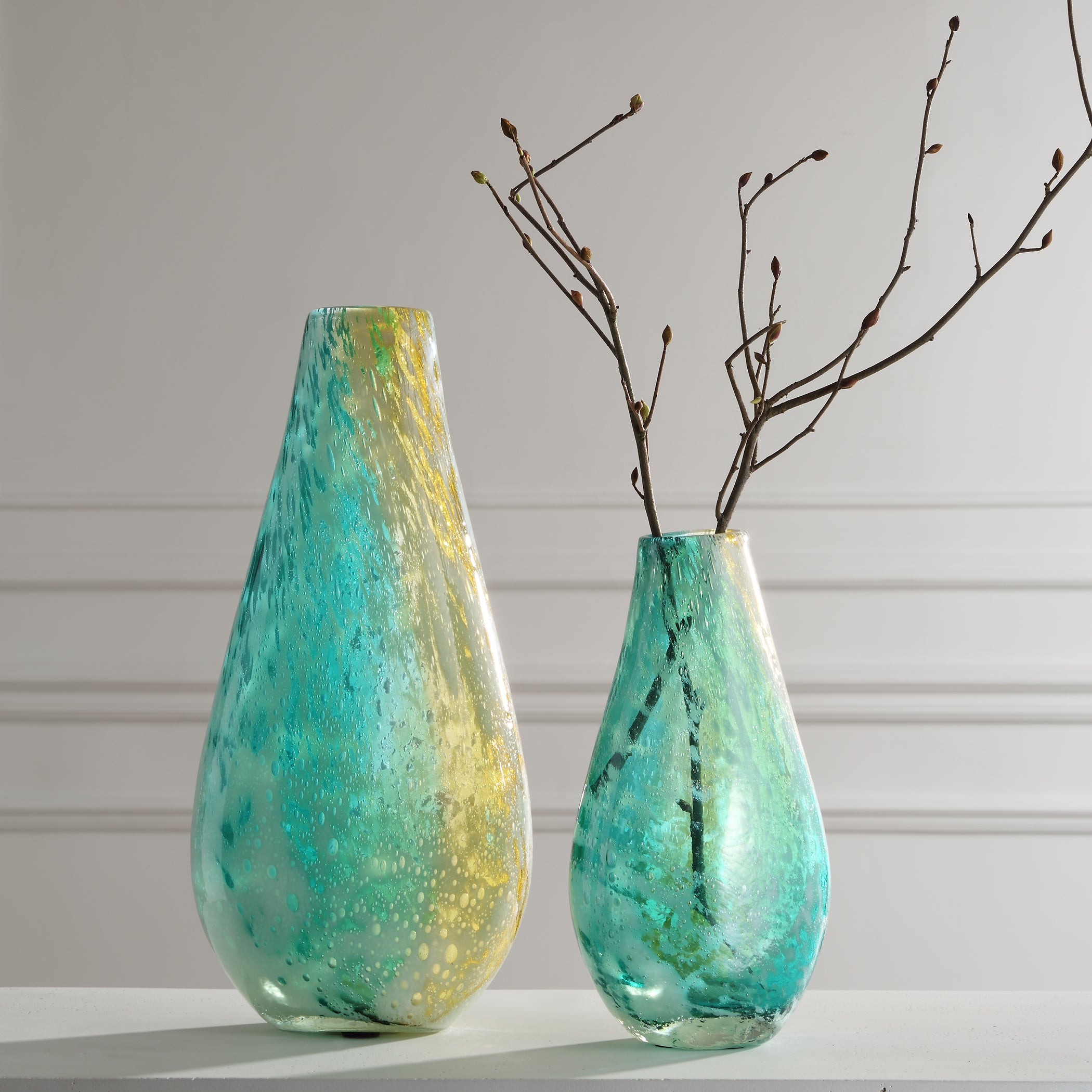 Uttermost Home Decor Uttermost High Tide Glass Vases, S/2