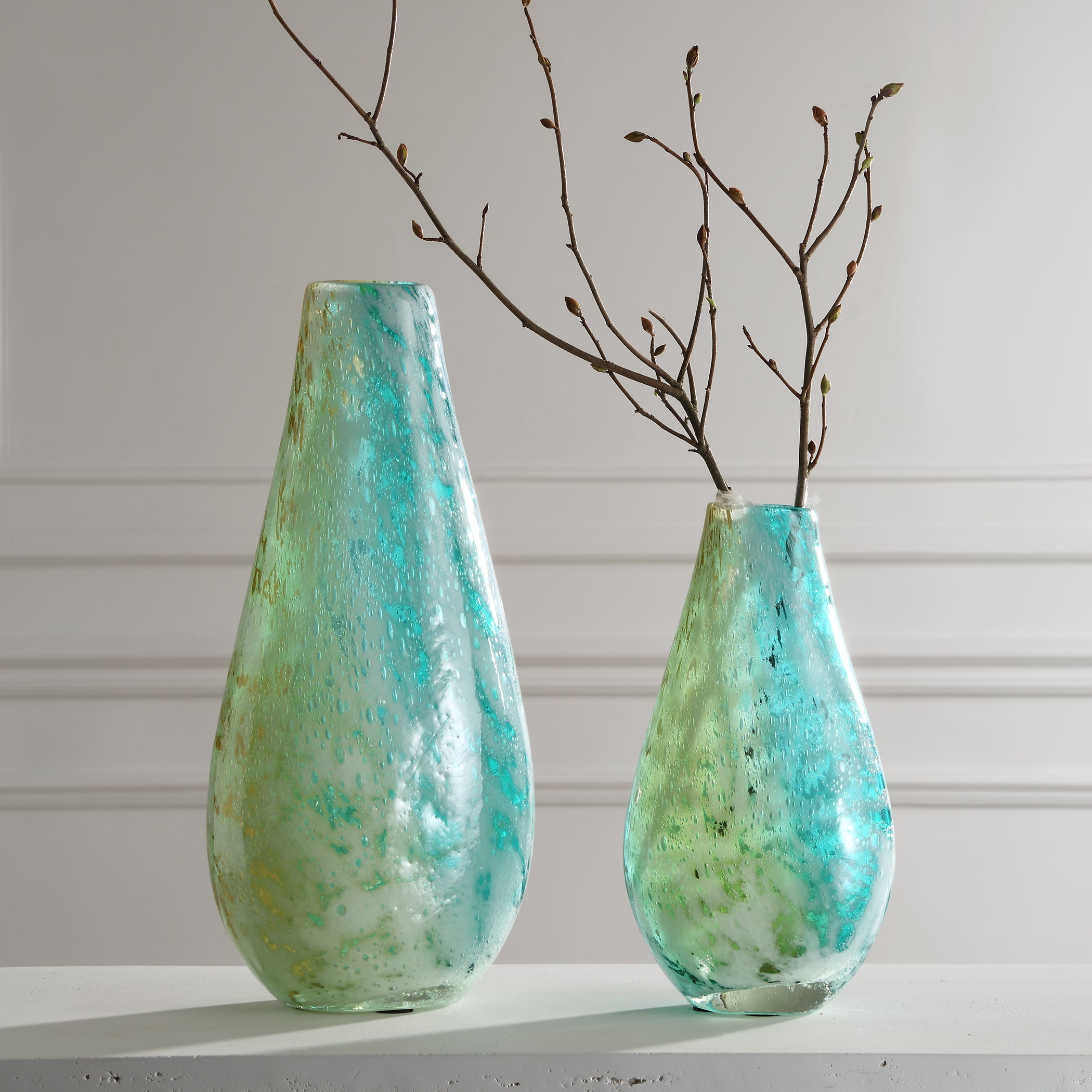 Uttermost Home Decor Uttermost High Tide Glass Vases, S/2