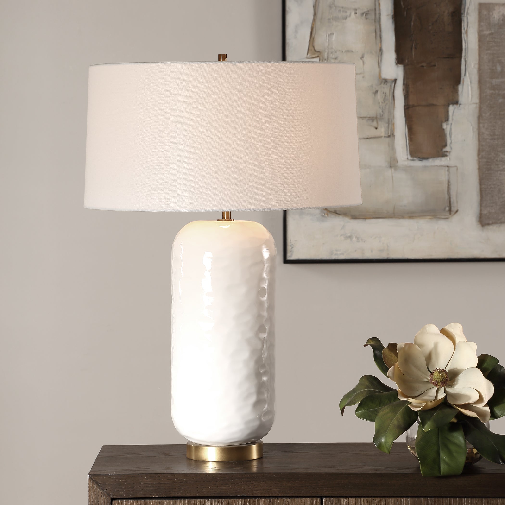 Uttermost Lighting Uttermost Iona White Glaze Table Lamp