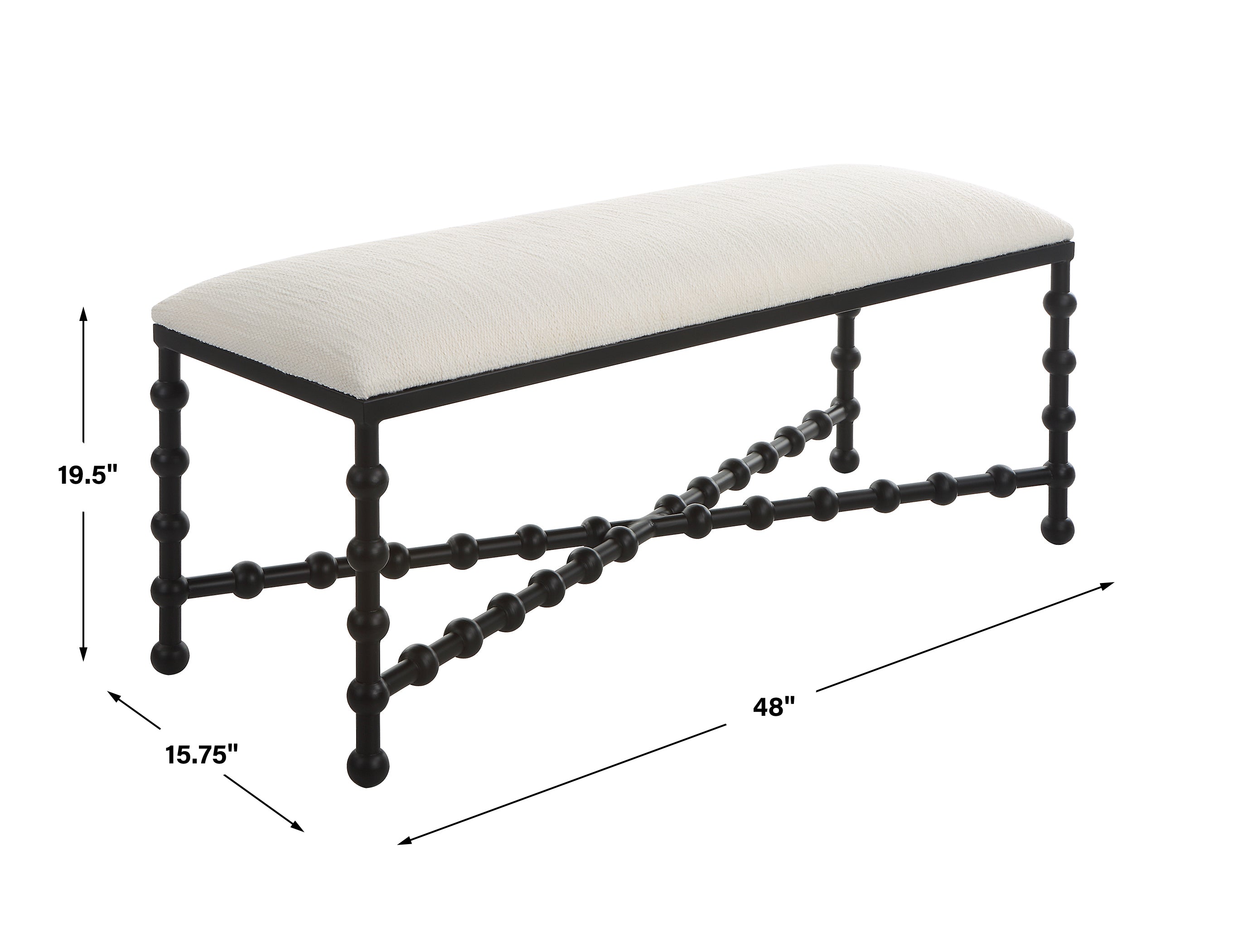 Uttermost Home Motor Freight - Rate to be Quoted Uttermost Iron Drops Cushioned Bench